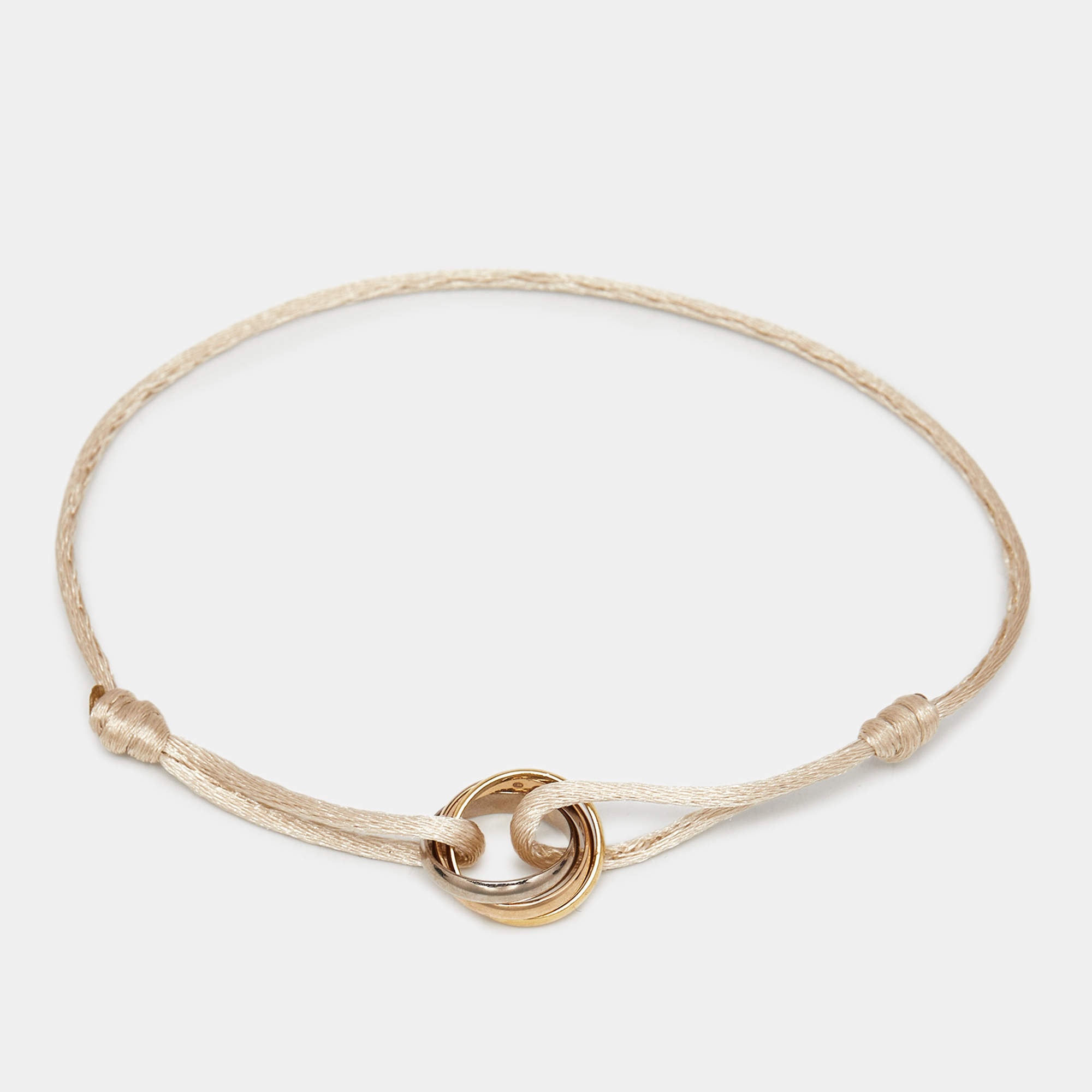 Cartier Trinity 18k Three Tone Gold Adjustable Cord Bracelet