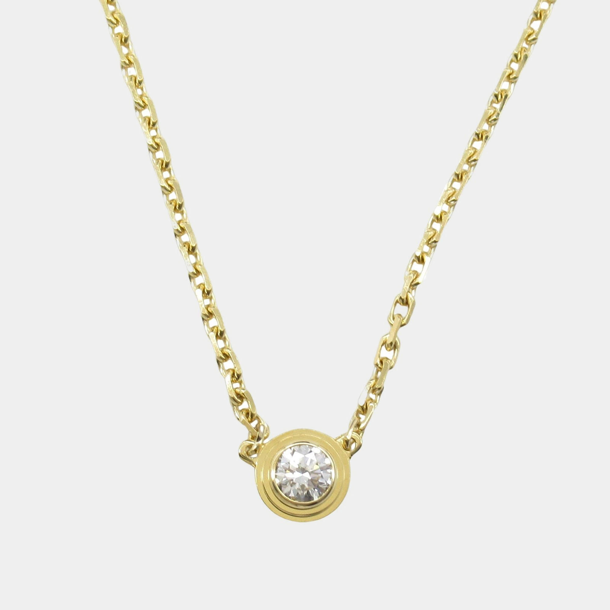 Pre Owned Cartier D'amour 18K Yellow Gold and Diamond Pendant Necklace