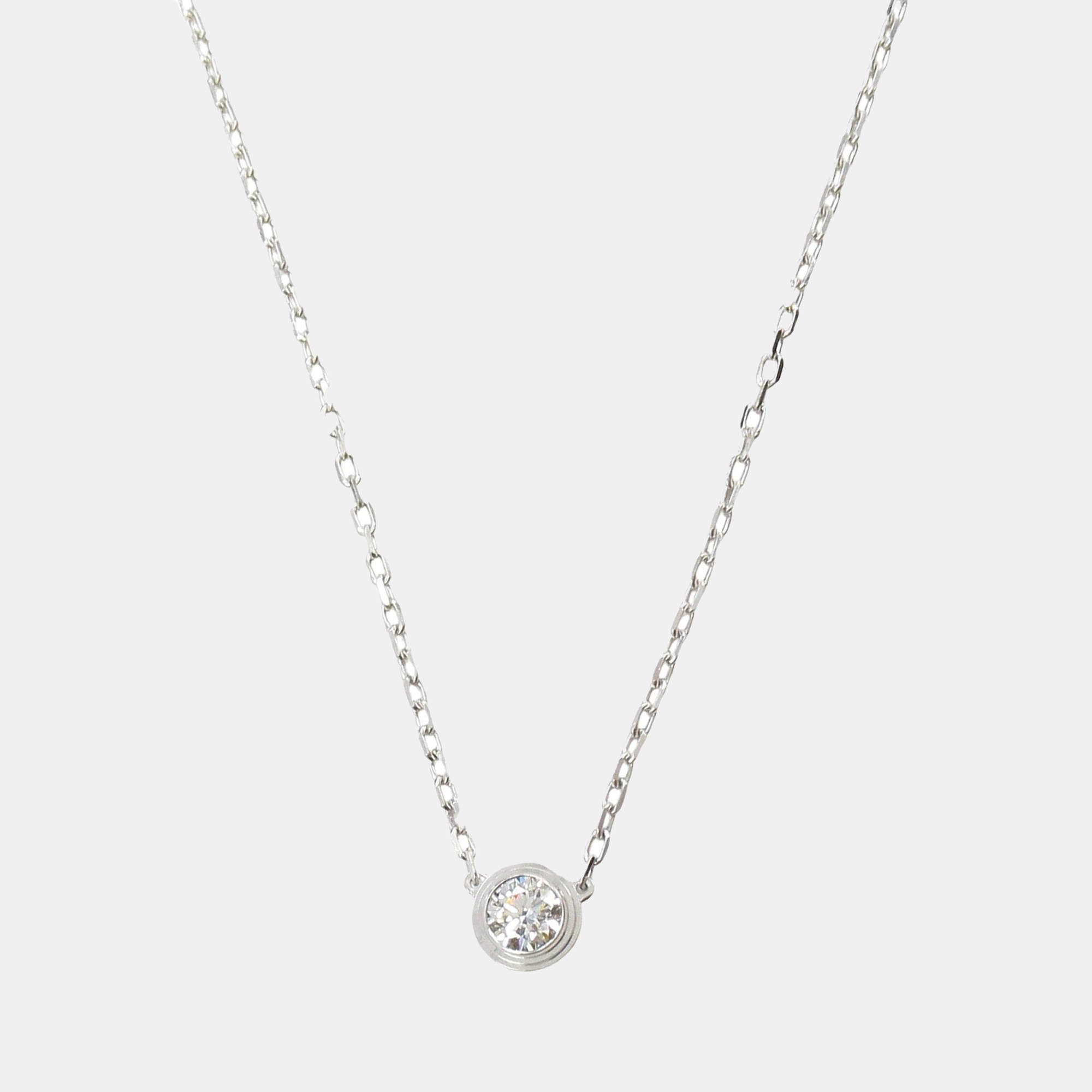 مملوكة مسبقًا Cartier D'amour 18K White Gold and Diamond Pendant Necklace