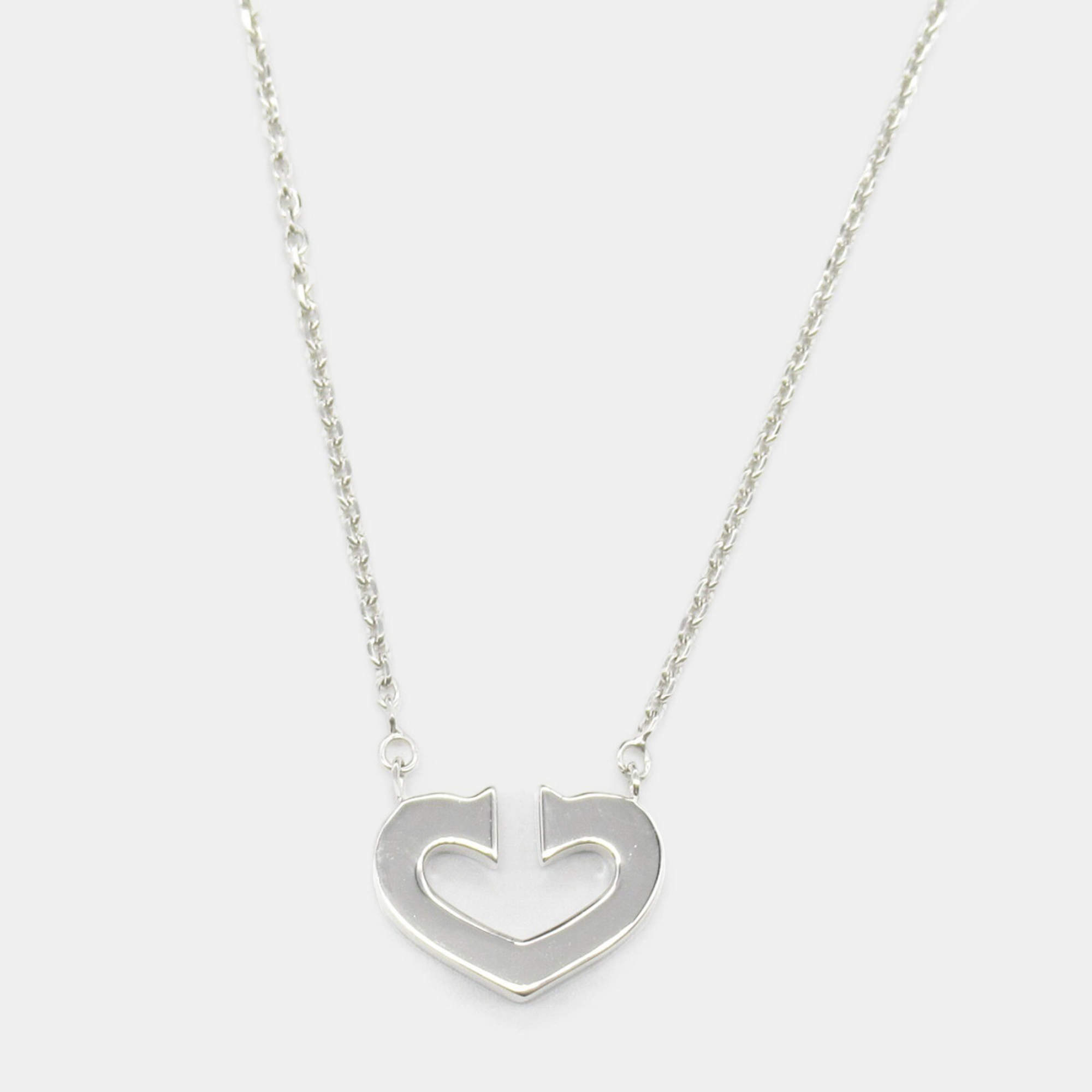 Pre Owned Cartier C De Cartier Heart 18K White Gold Pendant Necklace