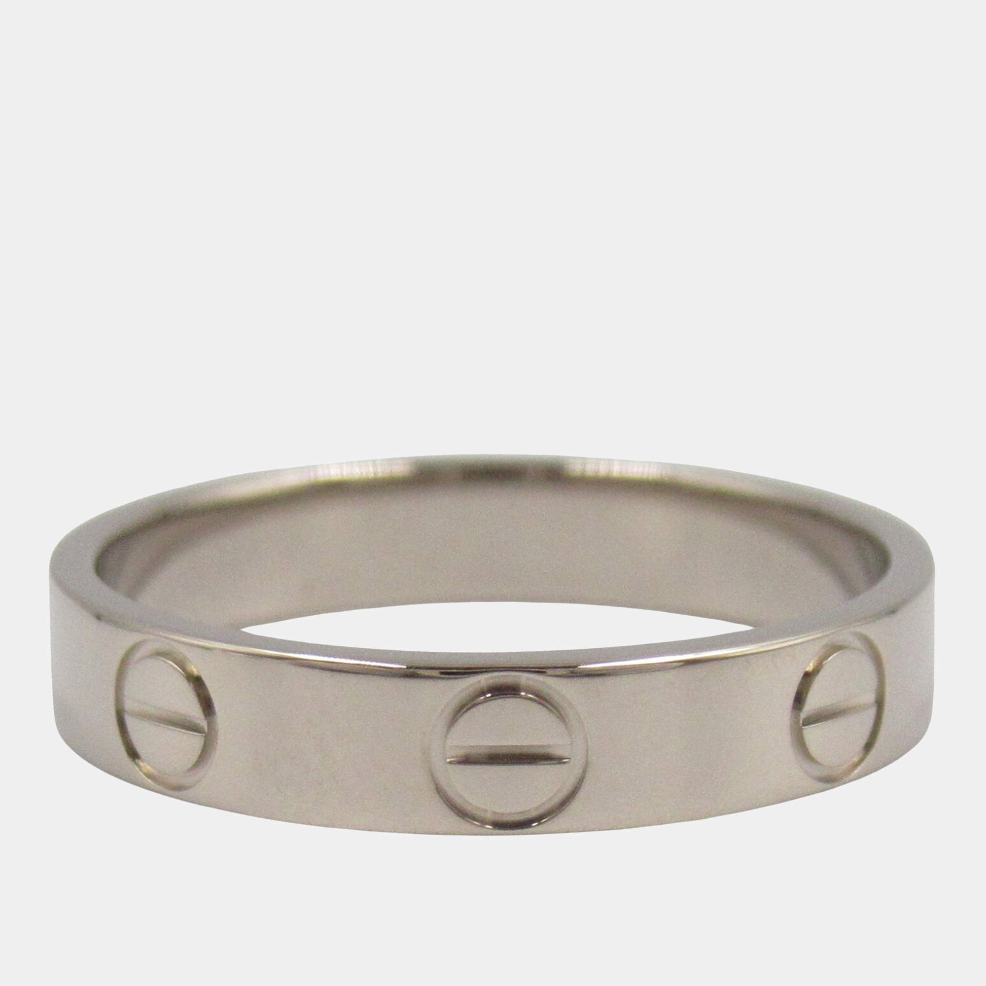 Pre Owned Cartier Love 18K White Gold Band Ring EU 50