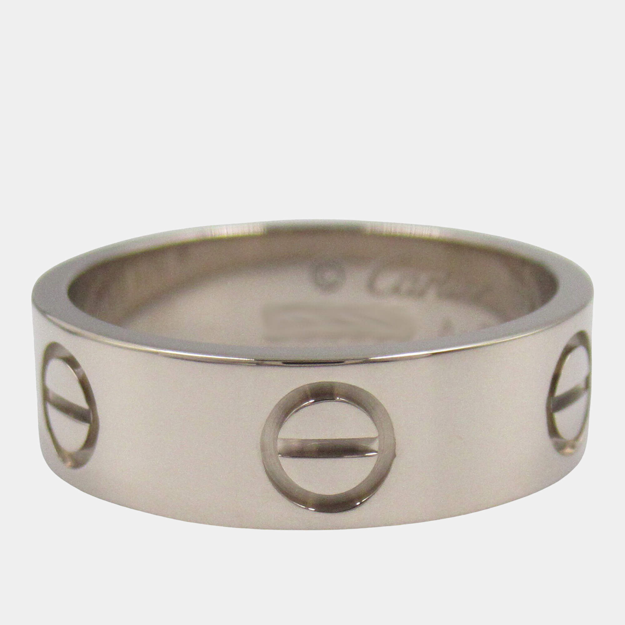 Pre Owned Cartier Love 18K White Gold Love Band Ring EU 50