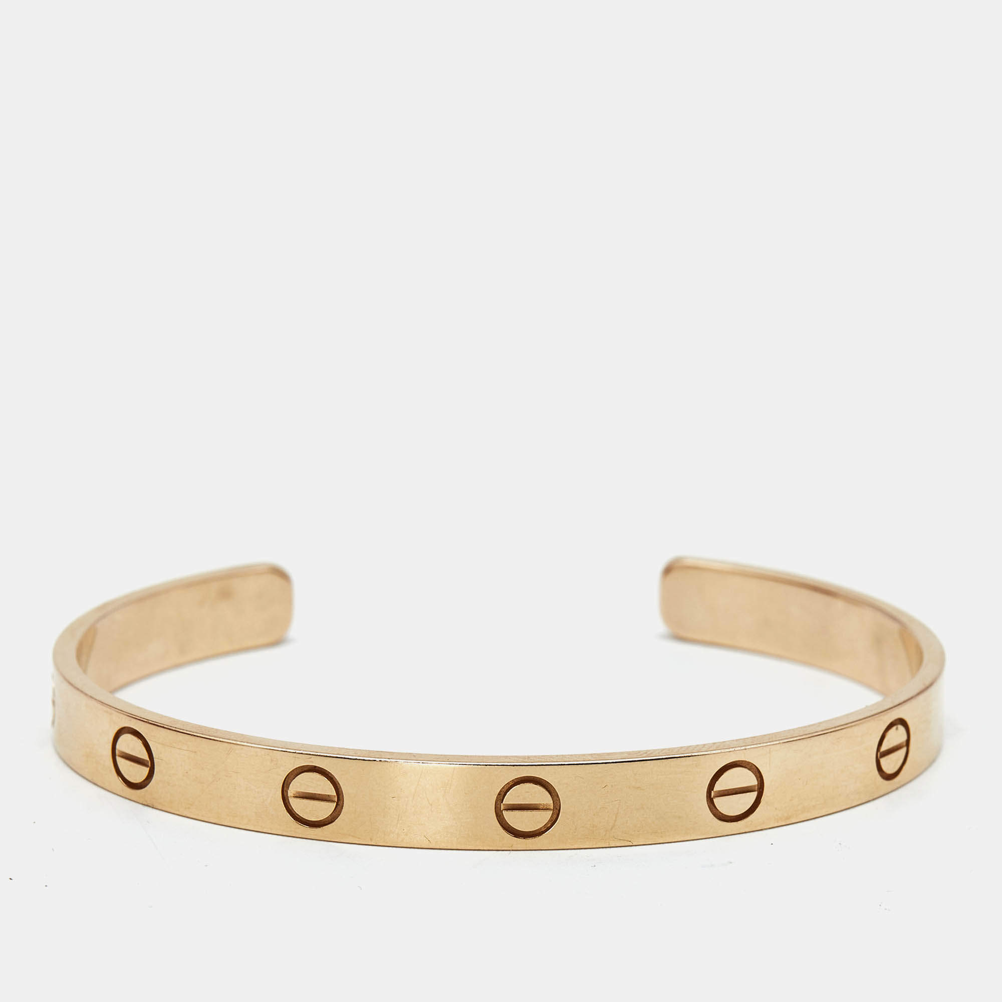 Pre Owned Cartier Love 18k Rose Gold Open Cuff Bracelet 18