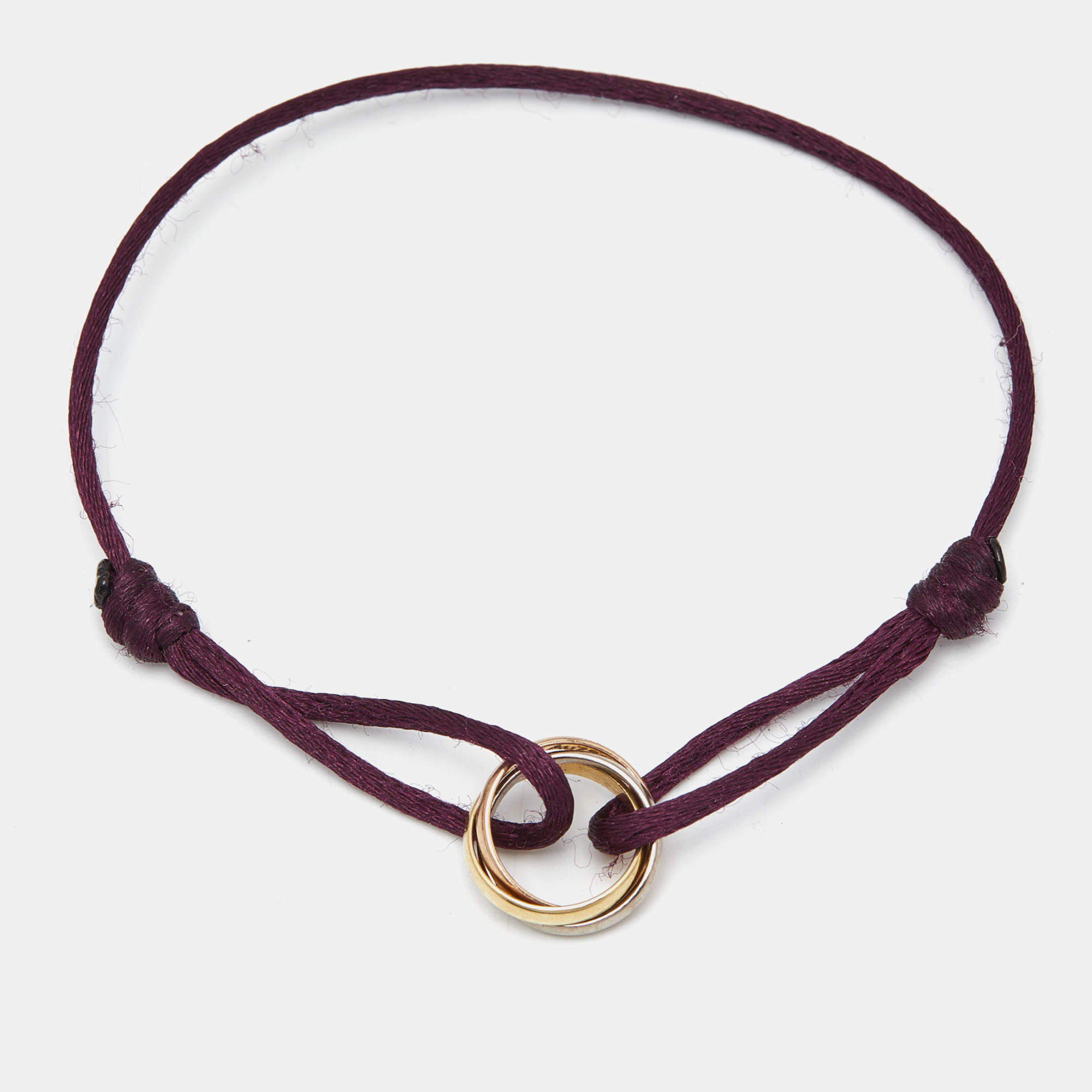 Pre Owned Cartier Trinity 18k Three Tone Gold Adjustable Cord Bracelet