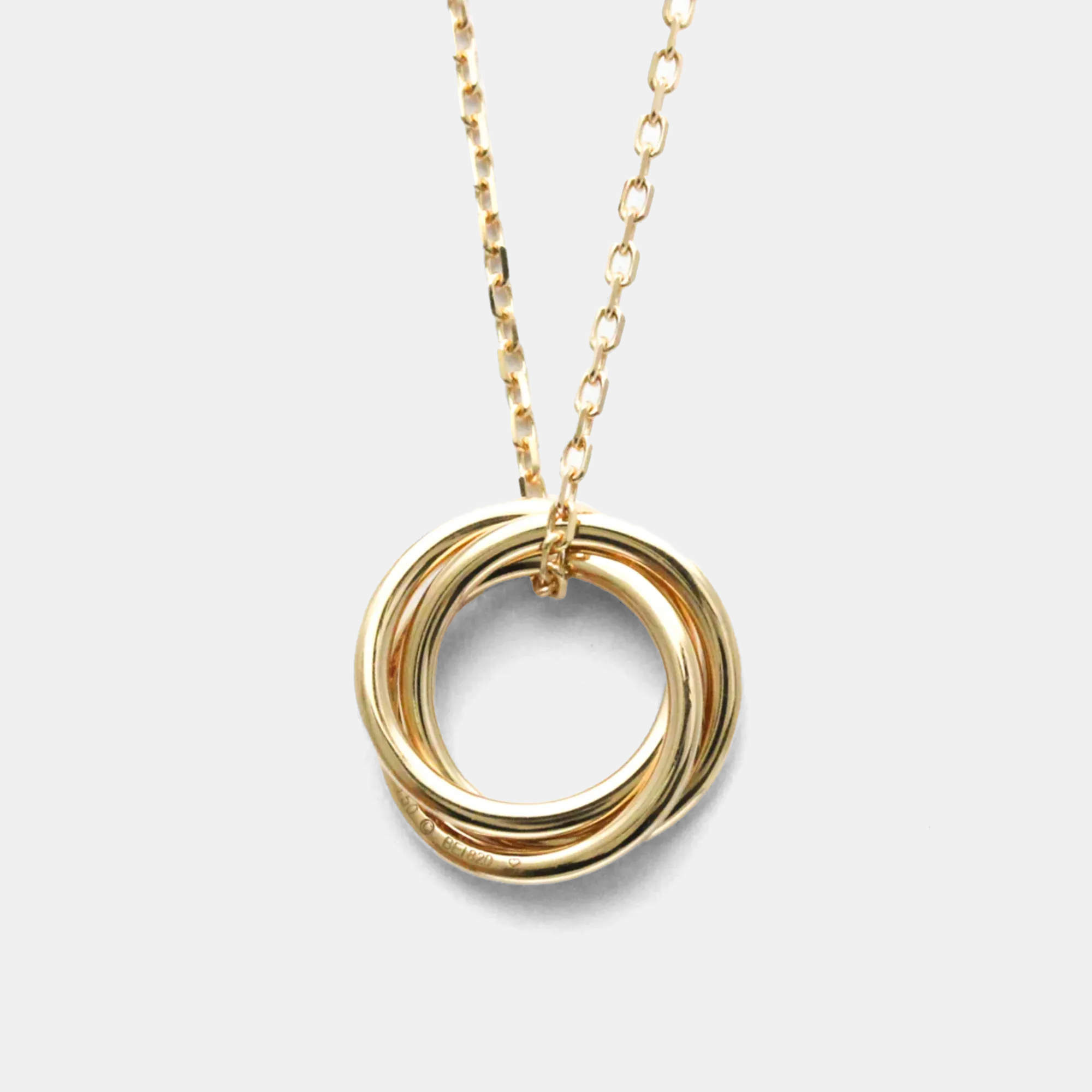 Pre Owned Cartier Trinity 18K Yellow, Rose, White Gold and Pink Sapphire Pendant Necklace