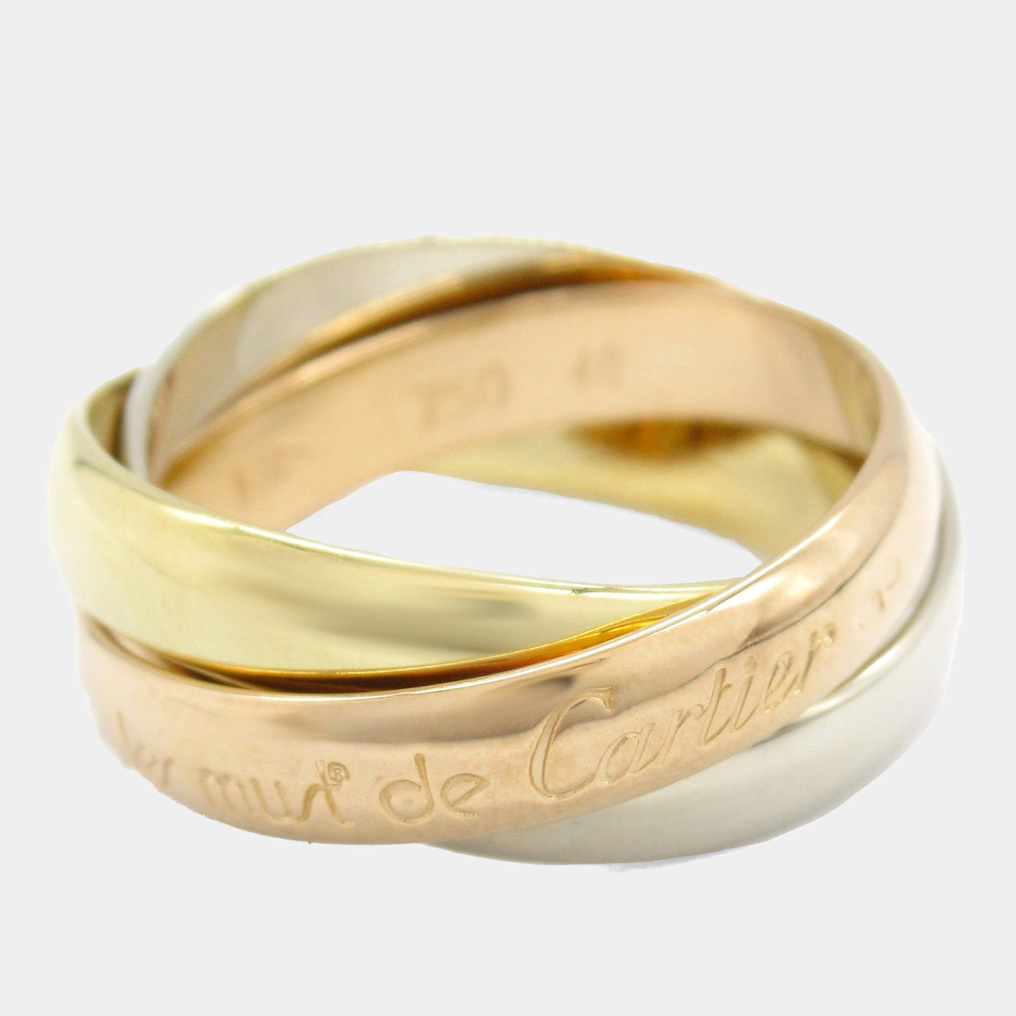 Pre Owned Cartier Trinity 18K Yellow, Rose, White Gold Ring EU 48