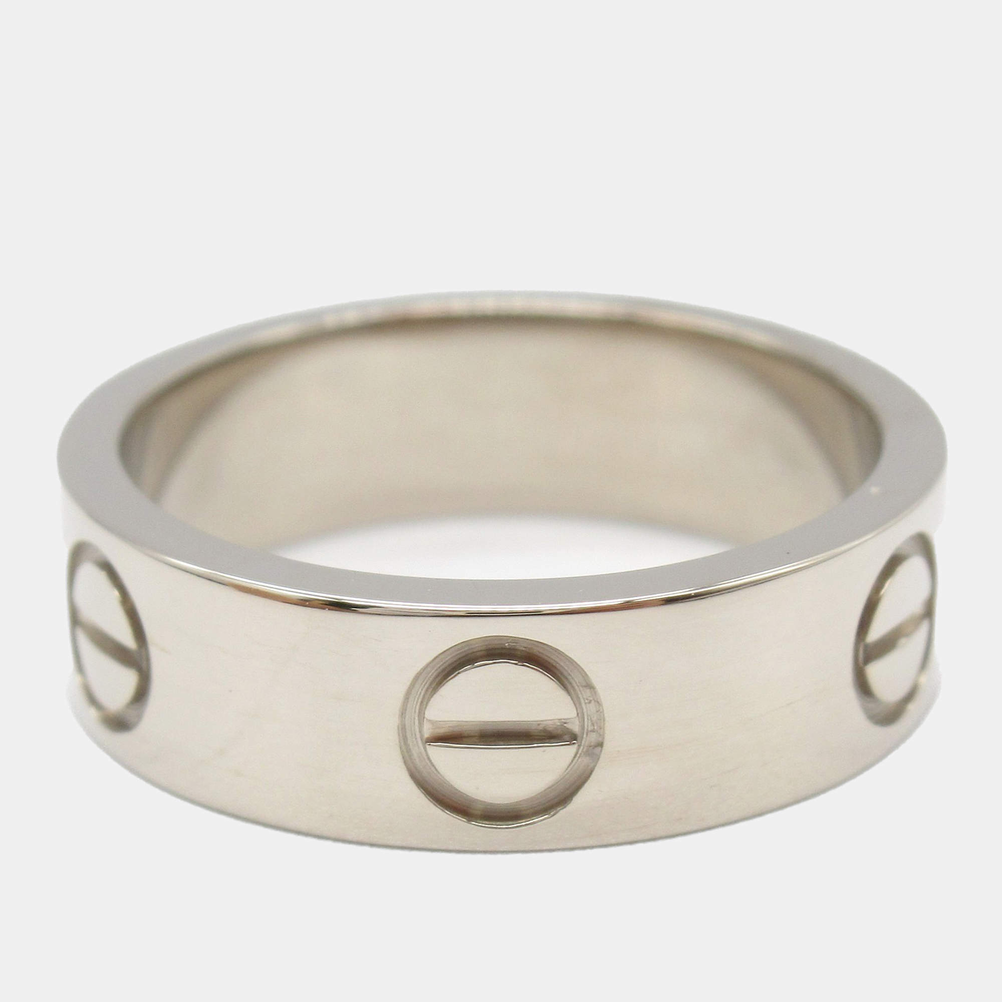 Pre Owned Cartier Love 18K White Gold Band Ring EU 49