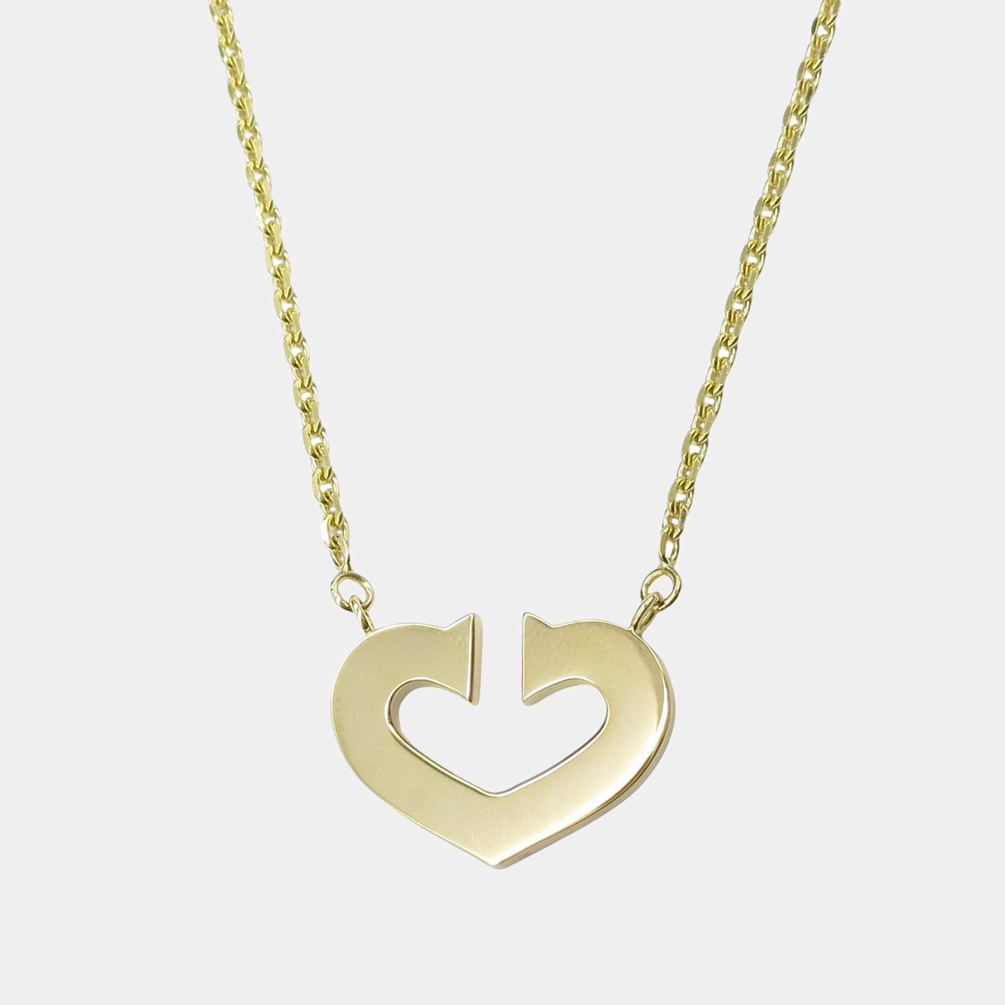 Pre Owned Cartier C De Cartier Heart 18K Yellow Gold Pendant Necklace