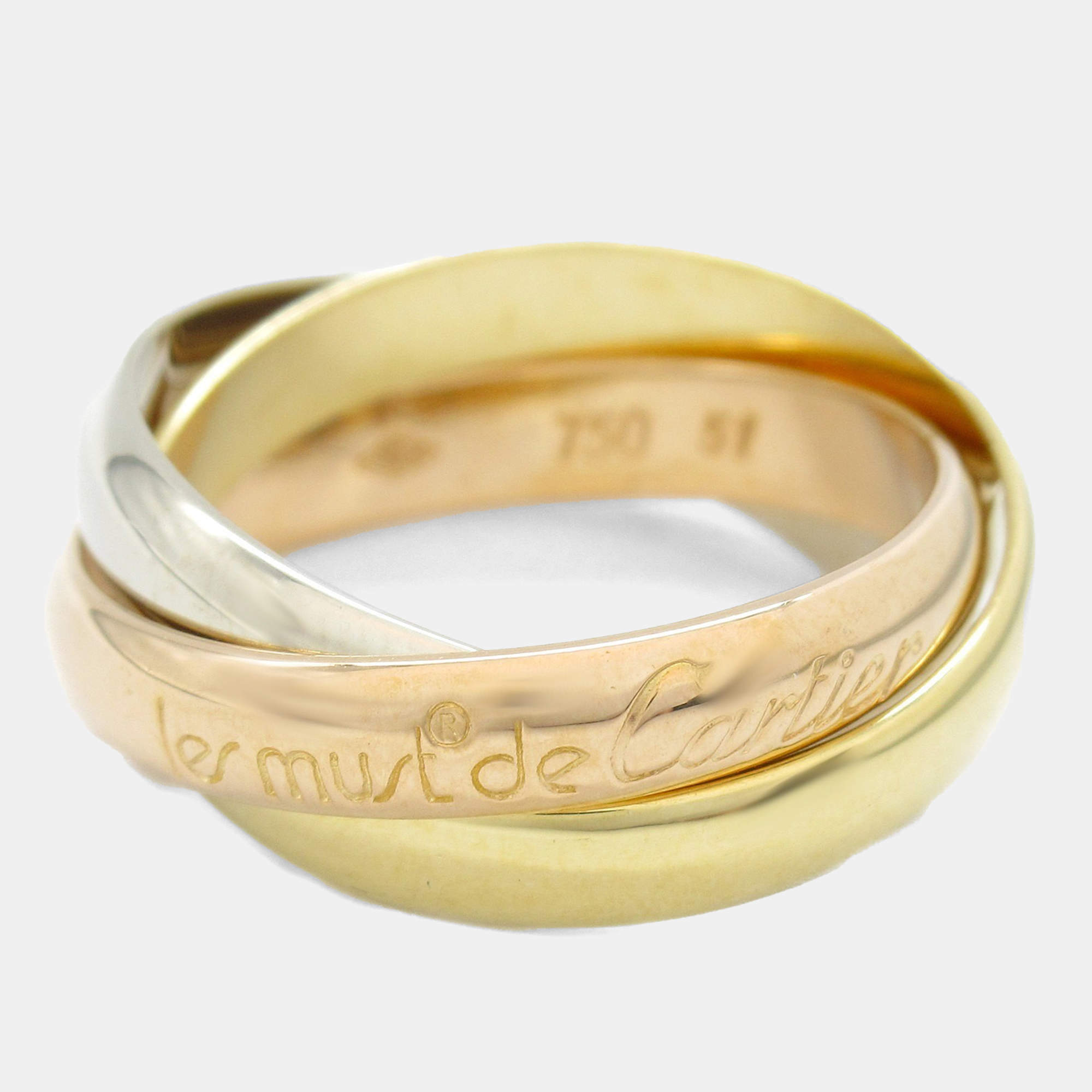 Pre Owned Cartier Trinity 18K Yellow, Rose, White Gold Ring EU 51