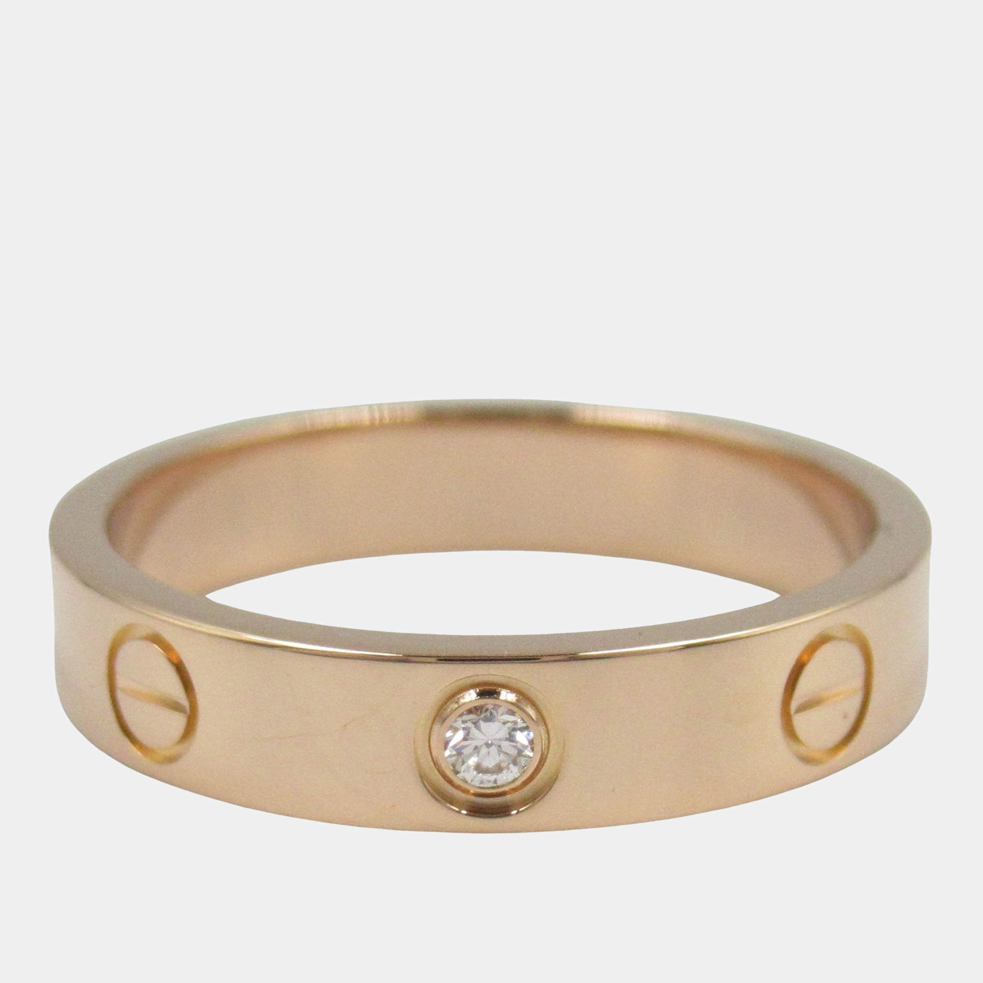 Pre Owned Cartier Love 18K Rose Gold and Diamond Band Ring EU 52