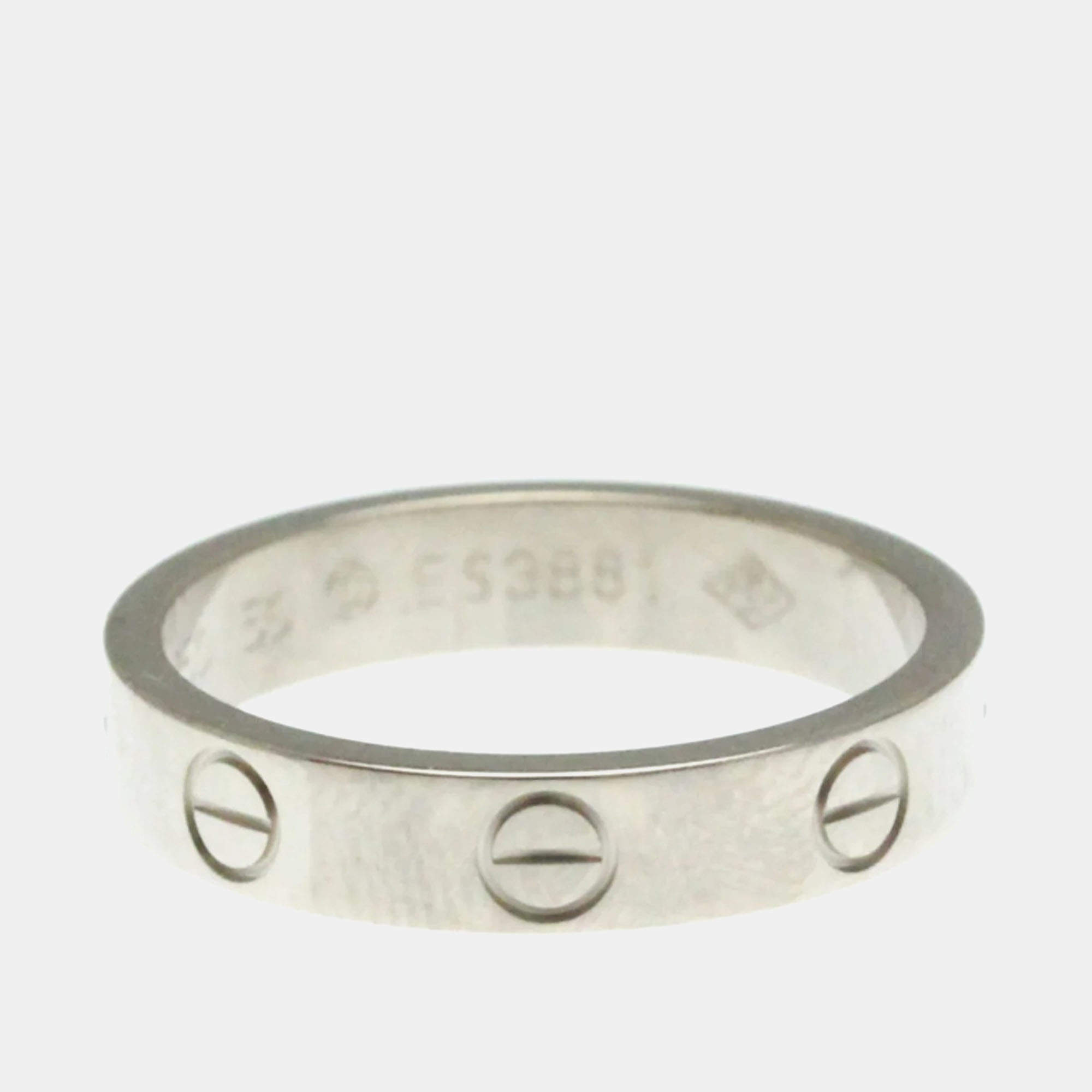 Pre Owned Cartier Mini Love 18K White Gold Ring EU 50