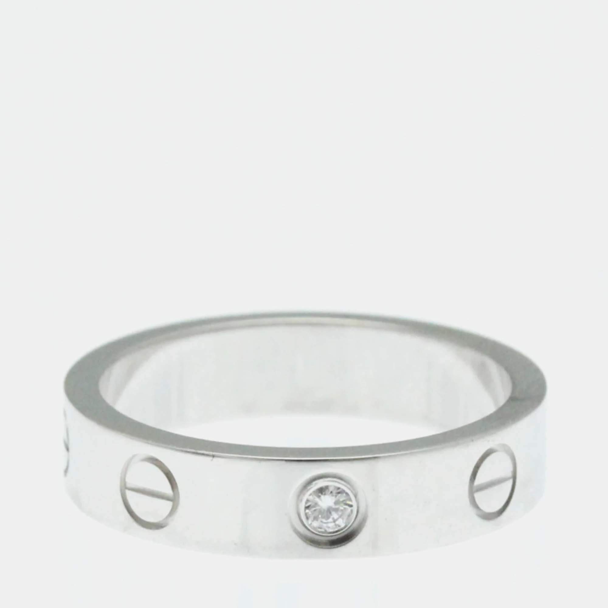 Pre Owned Cartier Love 18K White Gold, Diamond Ring EU 48