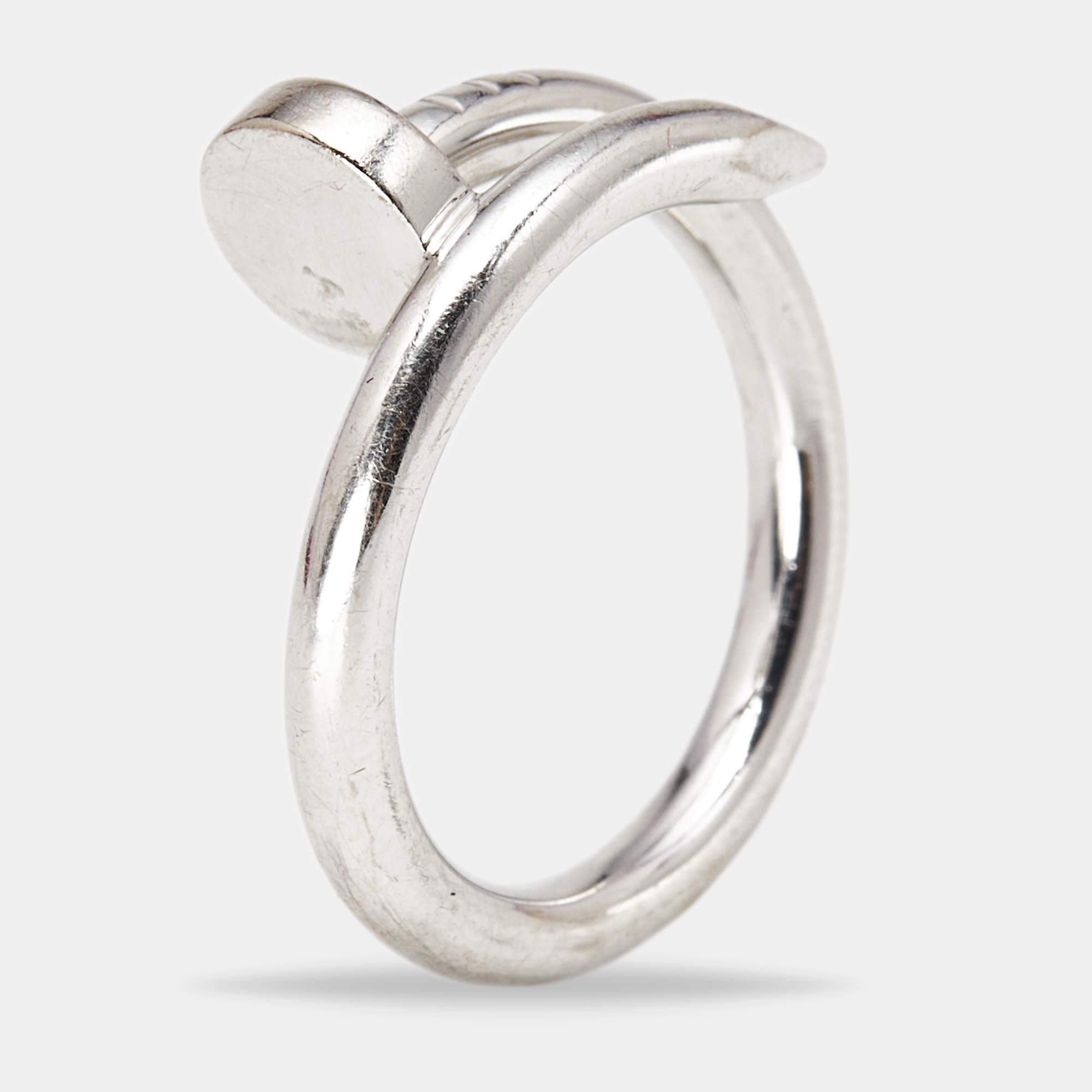 Pre Owned Cartier Juste Un Clou 18k White Gold Classic Model Ring Size 55