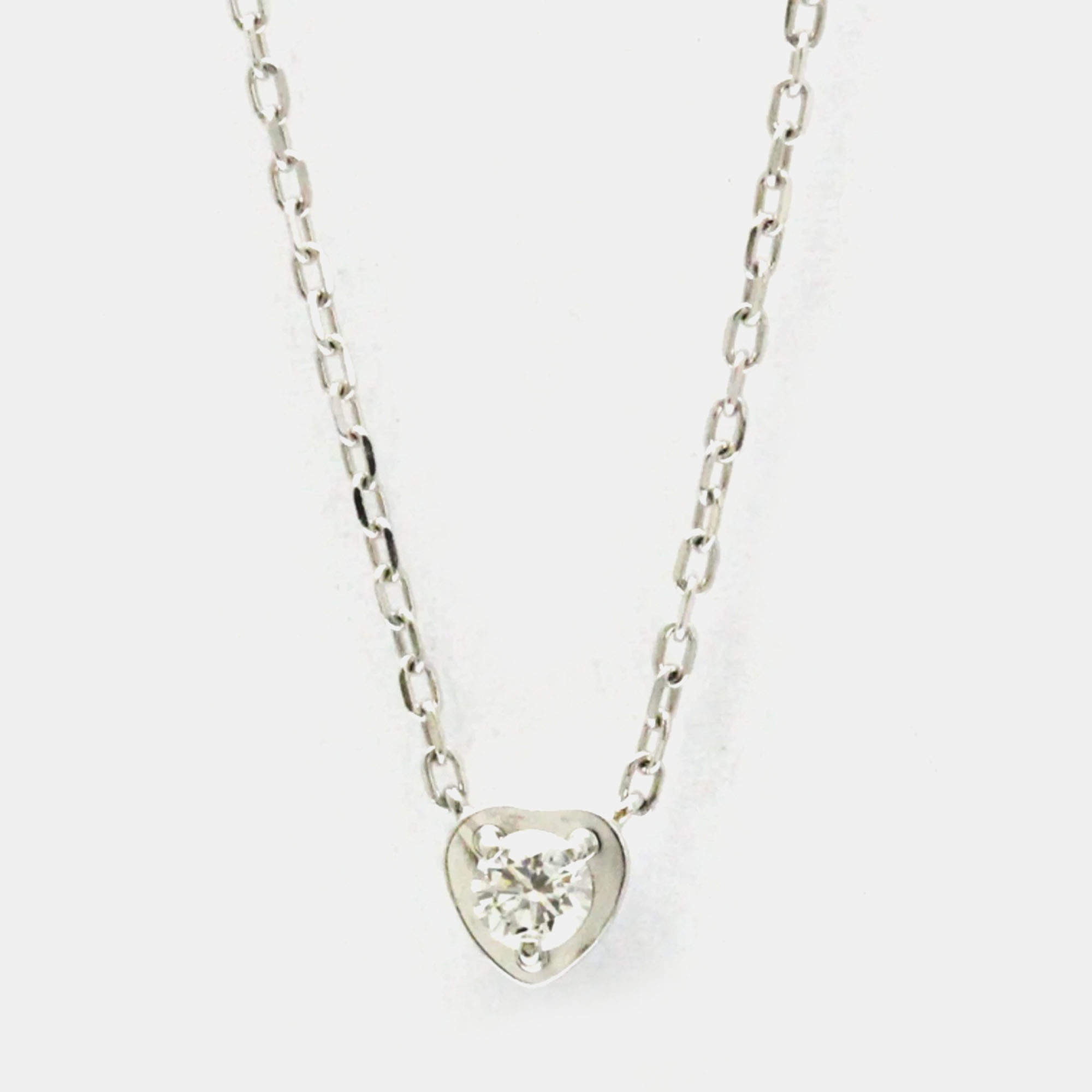 Pre Owned Cartier D'Amour Heart 18K White Gold Diamond Necklace 
