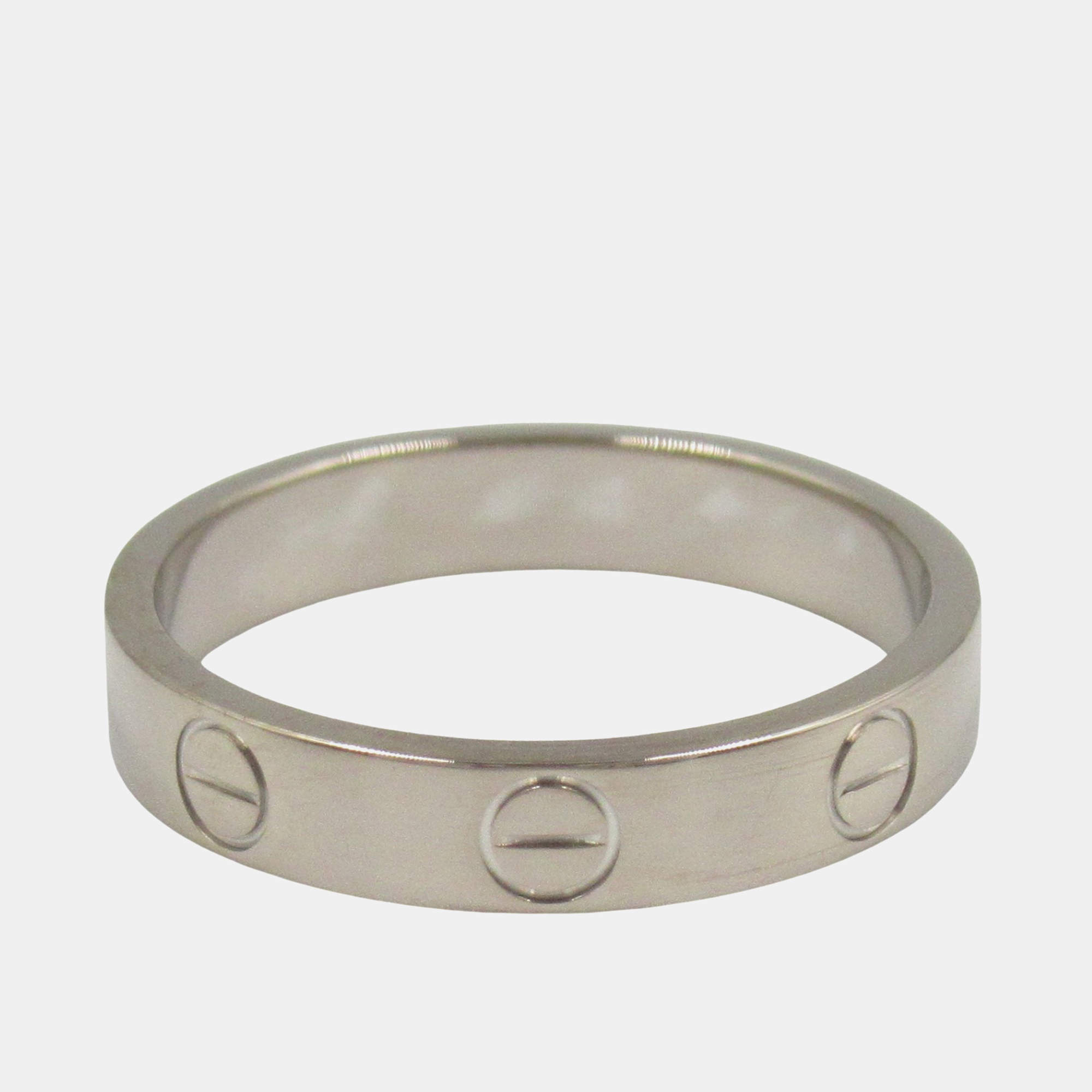 Pre Owned Cartier Love 18K White Gold Band Ring EU 52