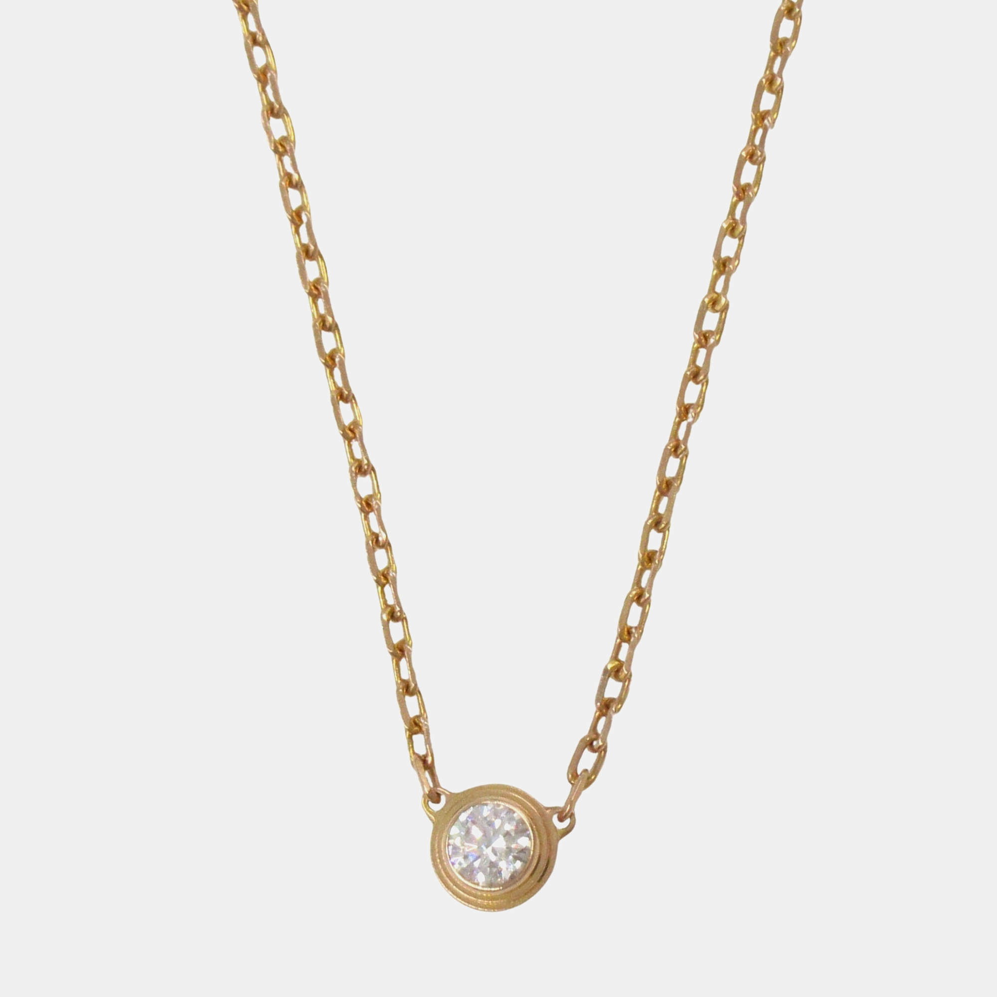 Pre Owned Cartier D'amour 18K Rose Gold and Diamond Pendant Necklace