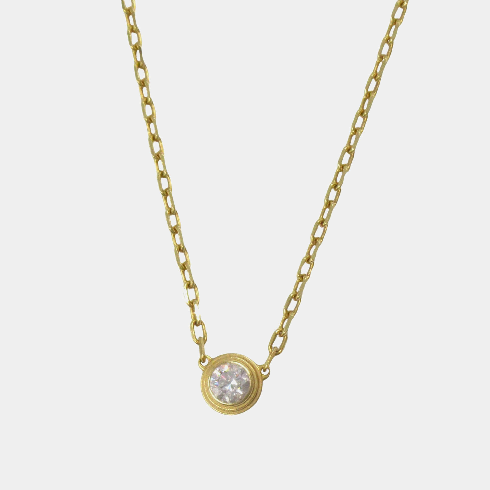 Pre Owned Cartier D'amour 18K Yellow Gold and Diamond Pendant Necklace