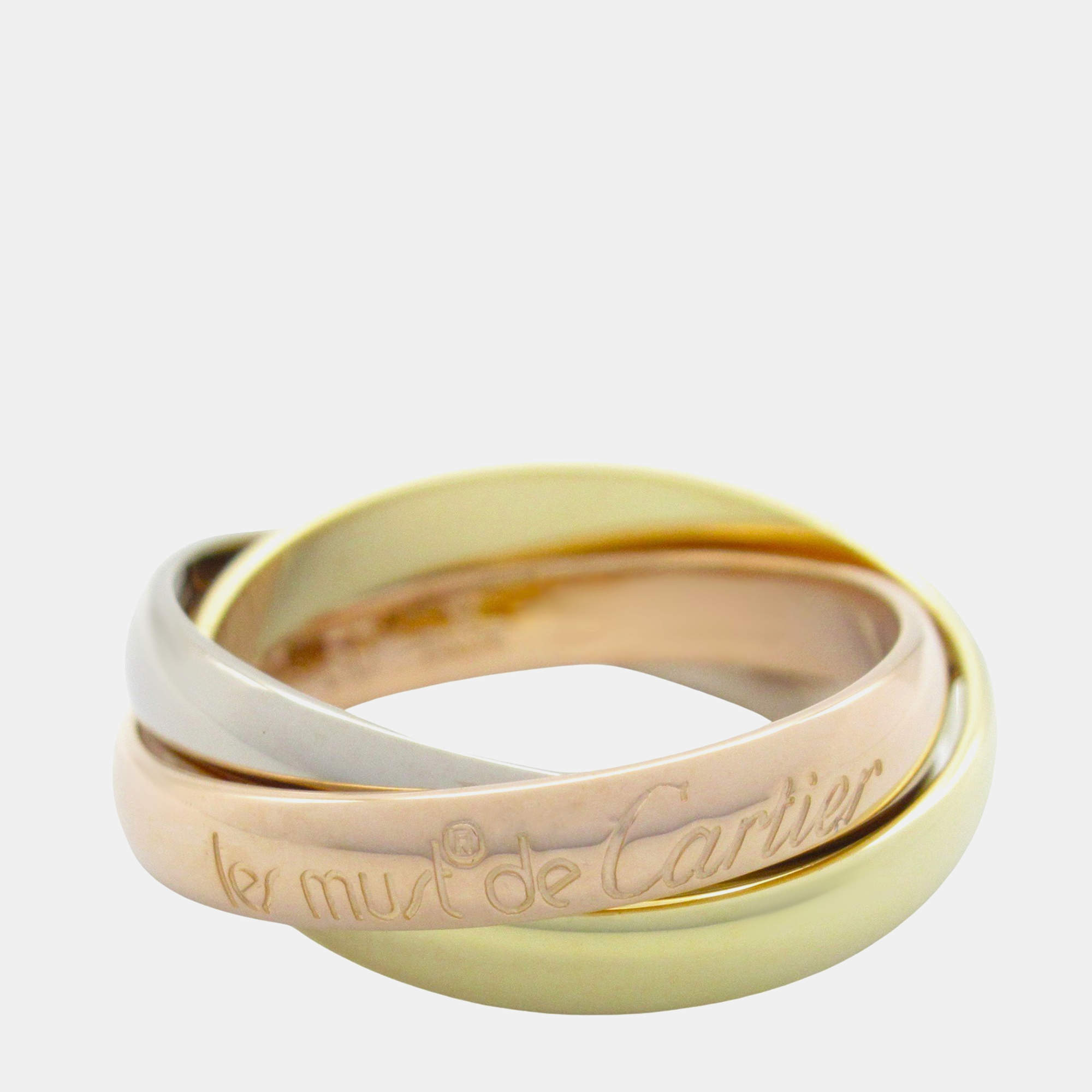 Pre Owned Cartier Trinity 18K Yellow, Rose, White Gold Band Ring EU 50