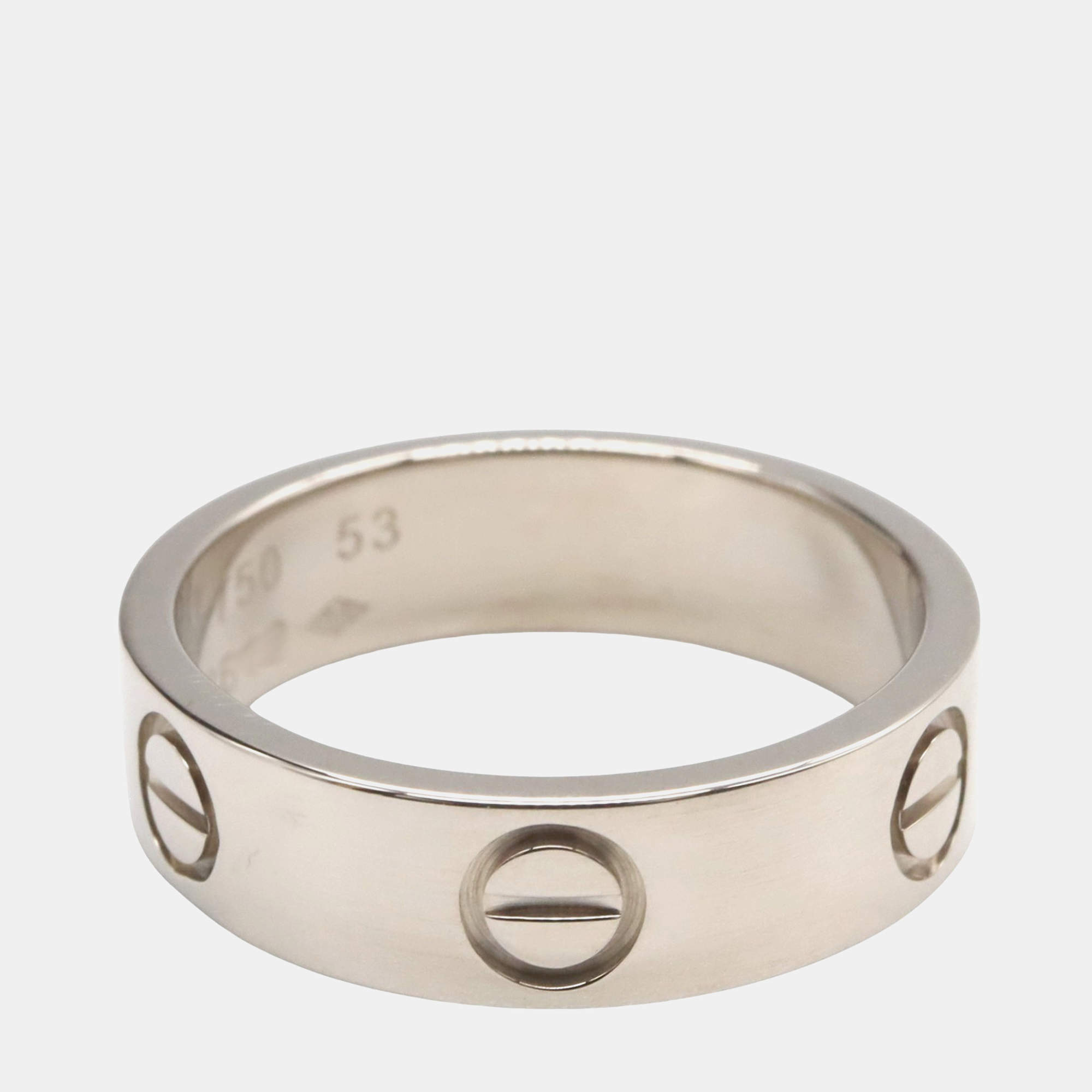 Pre Owned Cartier Love 18K White Gold Band Ring EU 53