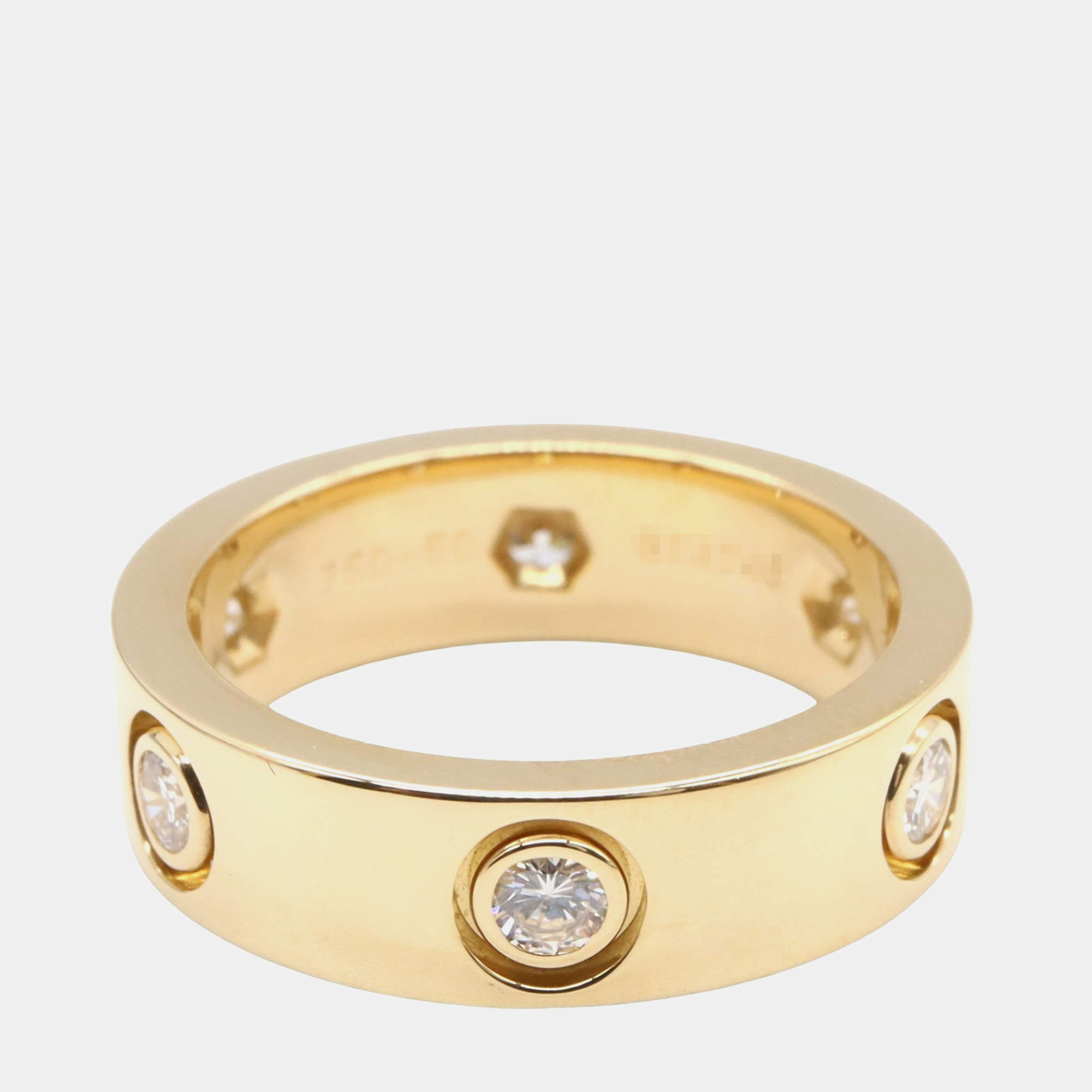 Pre Owned Cartier Love 18K Yellow Gold and Diamond Band Ring EU 50