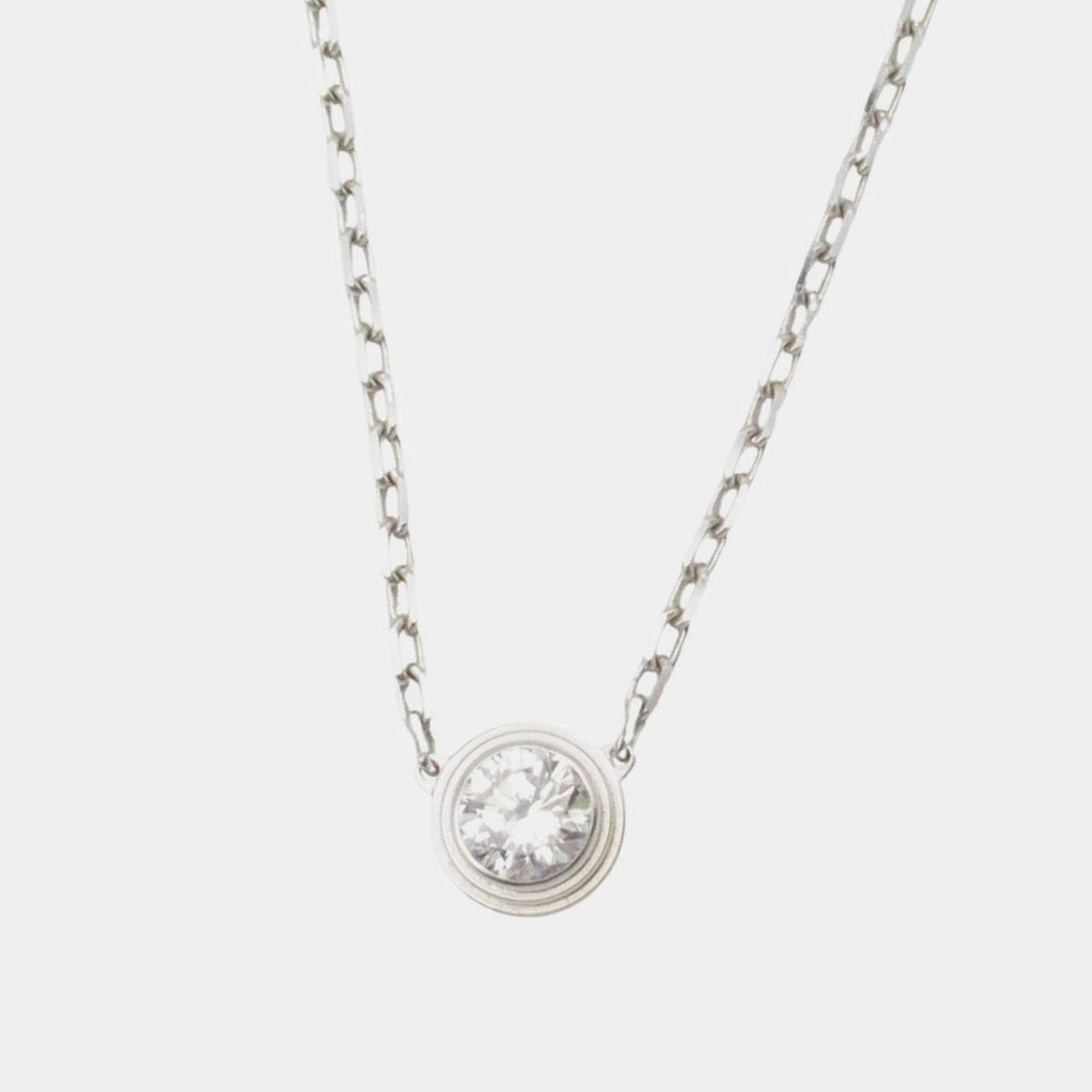 Pre Owned Cartier Cartier D'Amour Large Model 18K White Gold Diamond Necklace