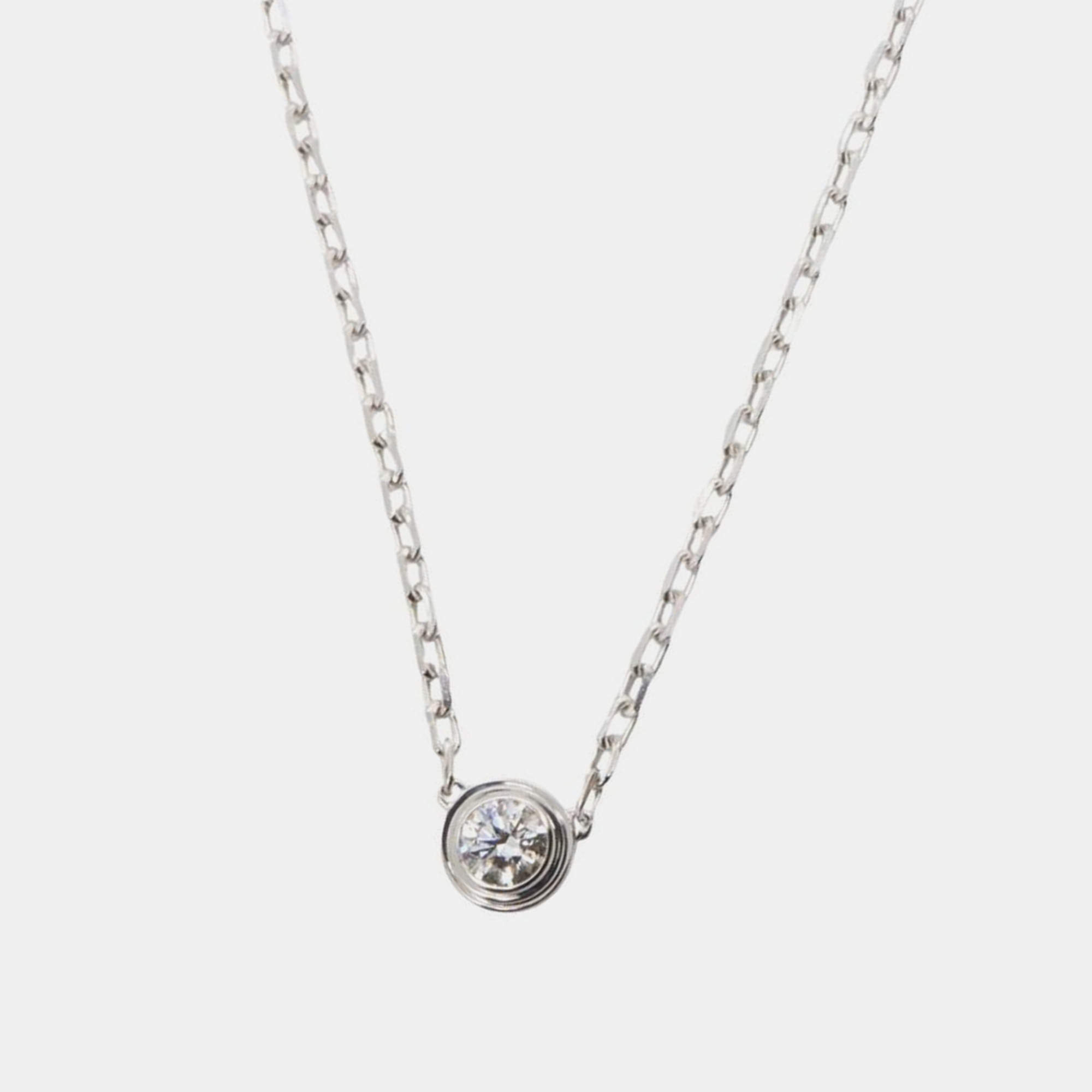 Pre Owned Cartier D'amour Small 18K White Gold Diamond Necklace
