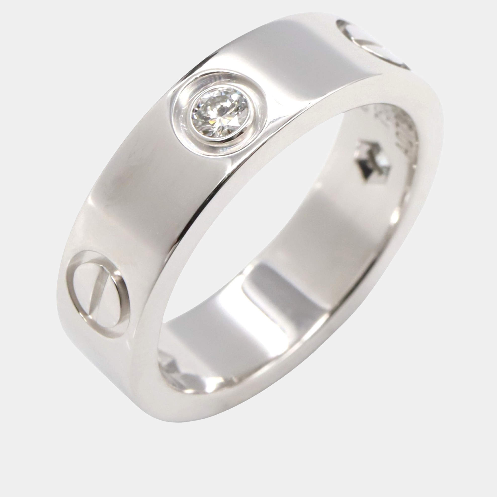 Pre Owned Cartier Love 18K White Gold, Diamond Ring EU 52
