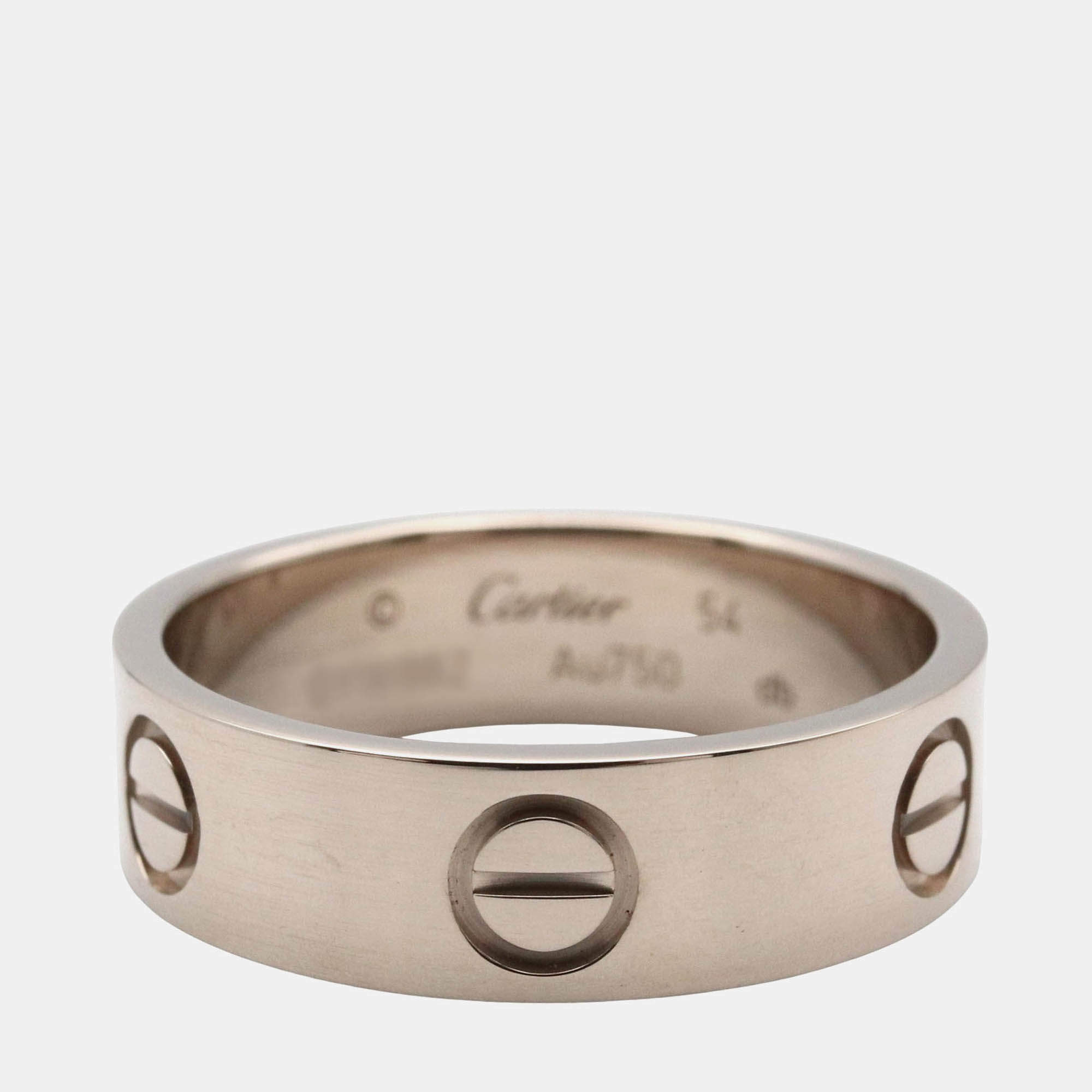 Pre Owned Cartier Love 18K White Gold Band Ring EU 54