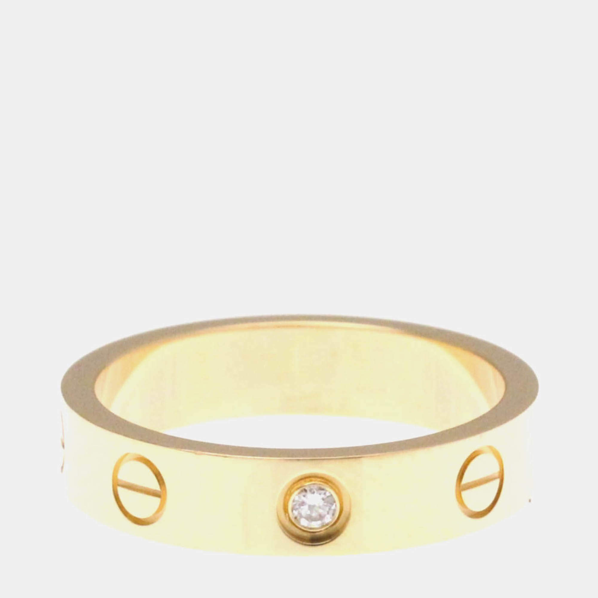 Pre Owned Cartier Love 18K Rose Gold, Diamond Band Ring EU 50