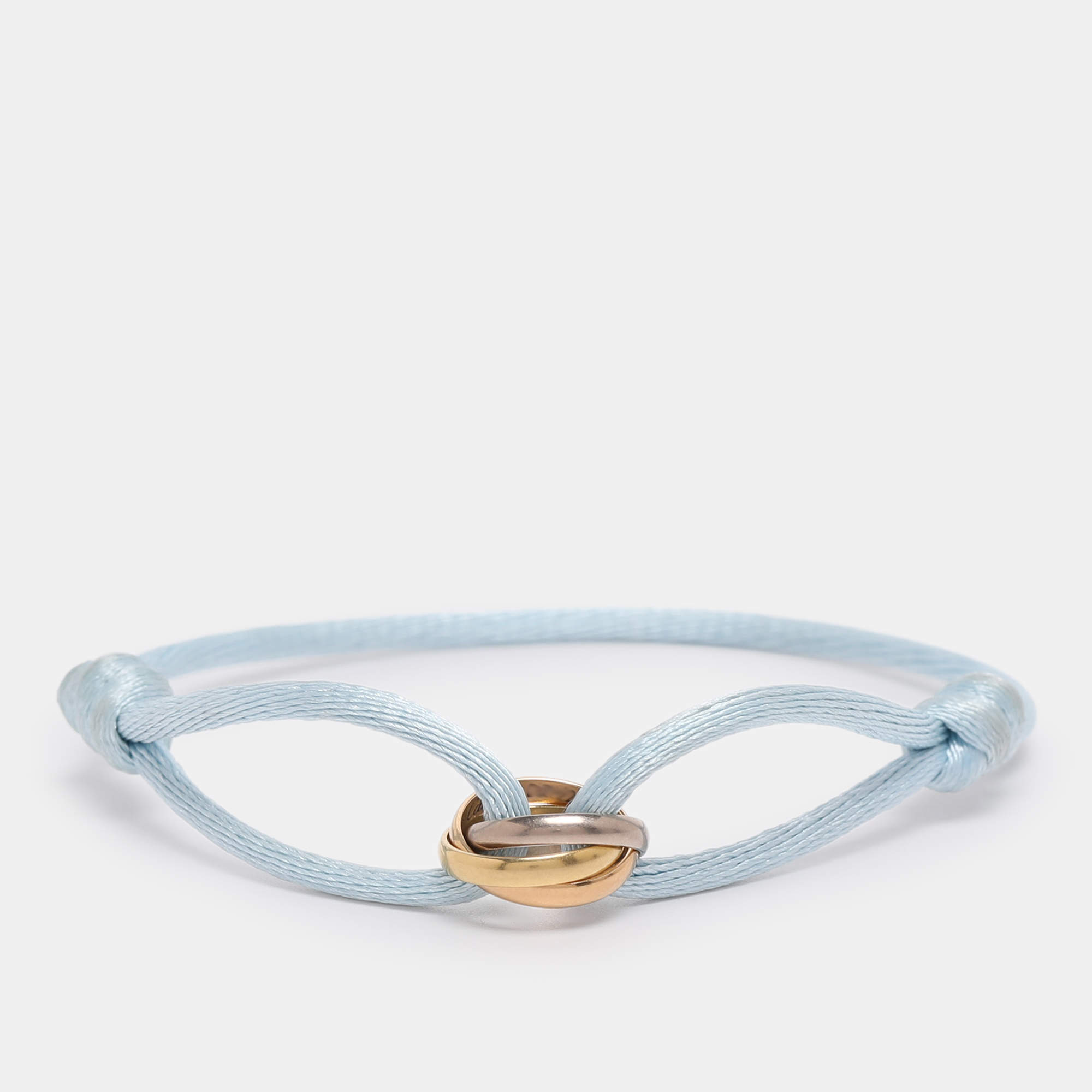 Pre Owned Cartier Trinity 18k Three Tone Gold Adjustable Cord Bracelet