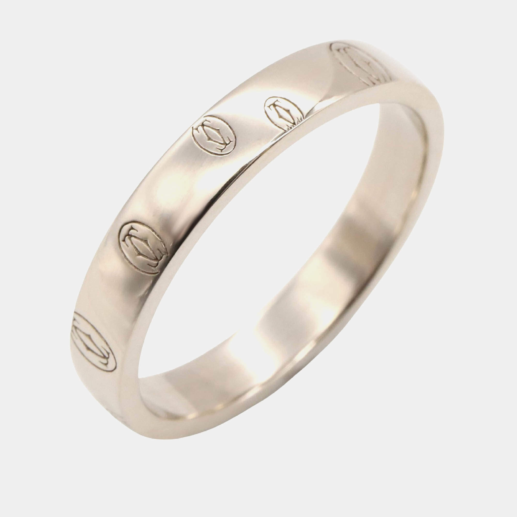 Pre Owned Cartier Happy Birthday 18K White Gold Band Ring EU 60