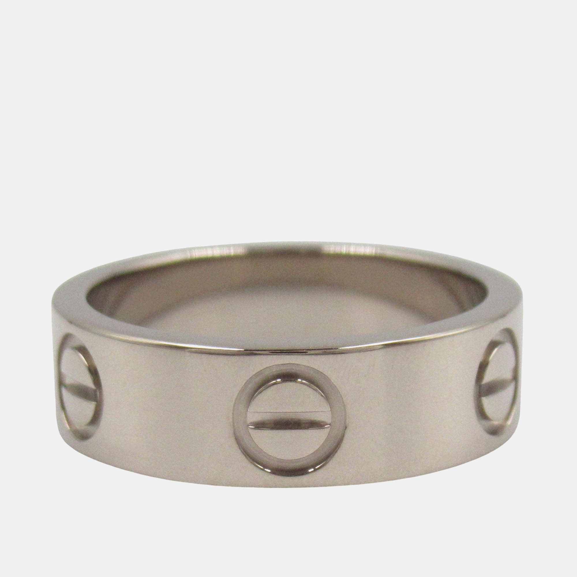 Pre Owned Cartier Love 18K White Gold Band Ring EU 48