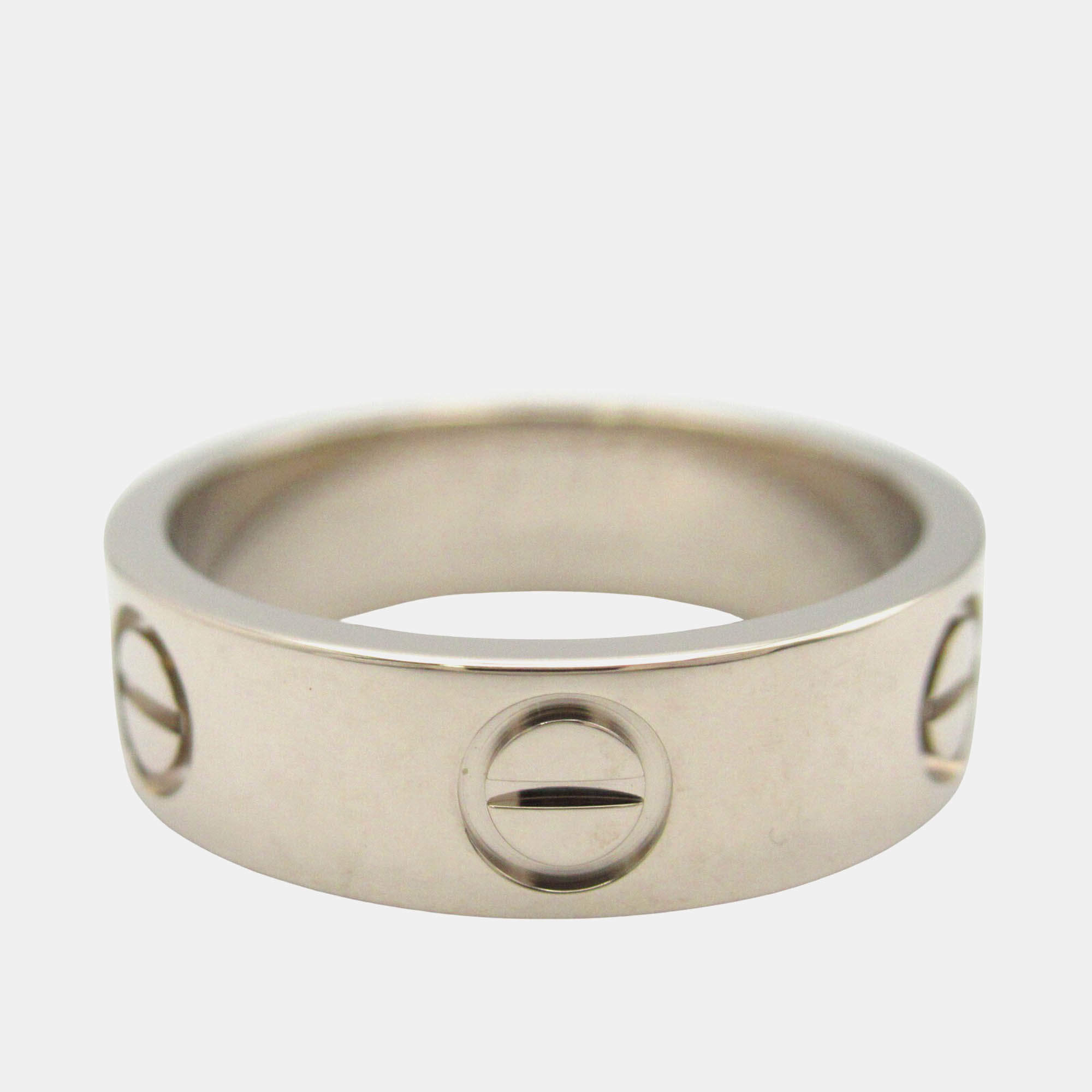 Pre Owned Cartier Love 18K White Gold Band Ring EU 51