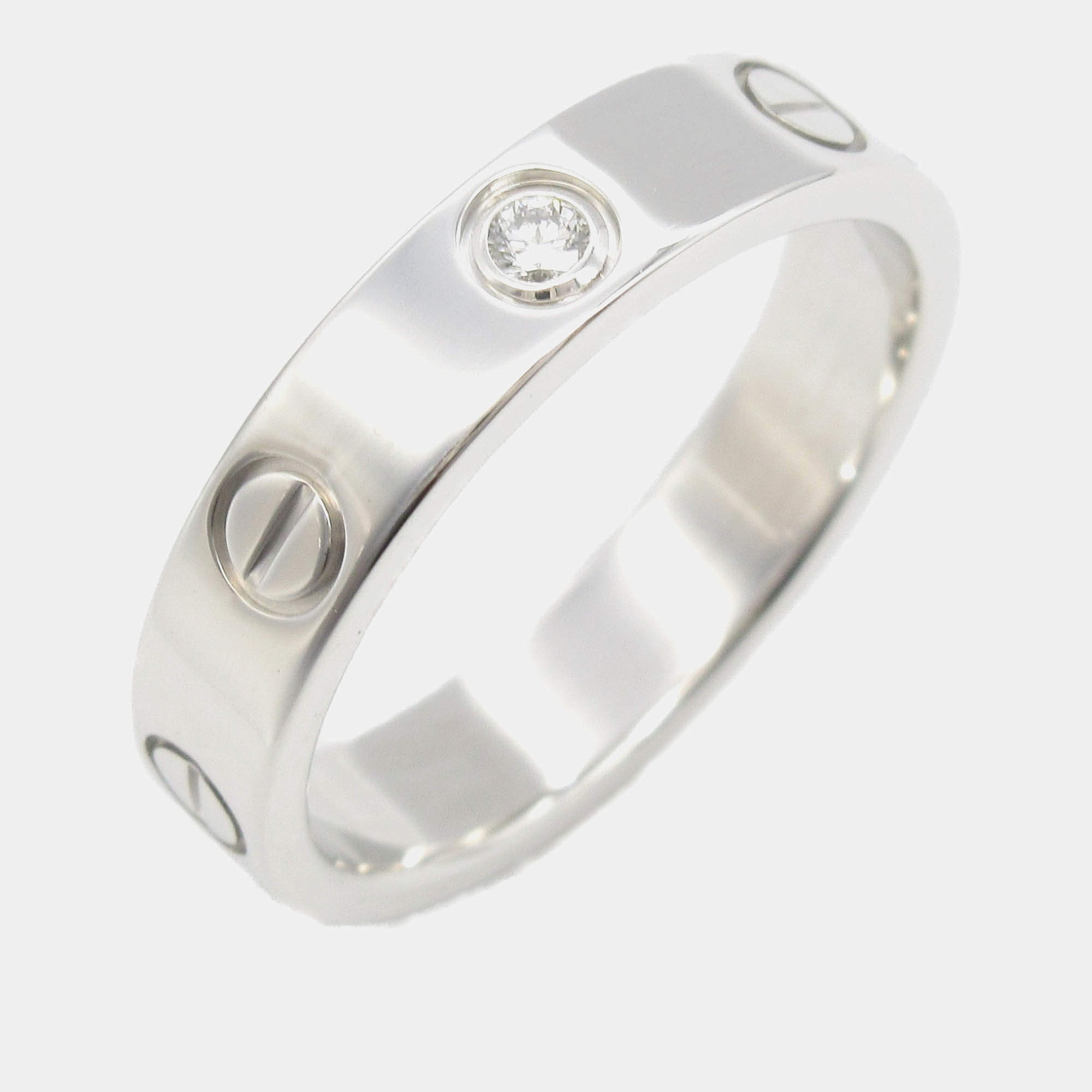 Pre Owned Cartier Love 18K White Gold and Diamond Band Ring EU 50