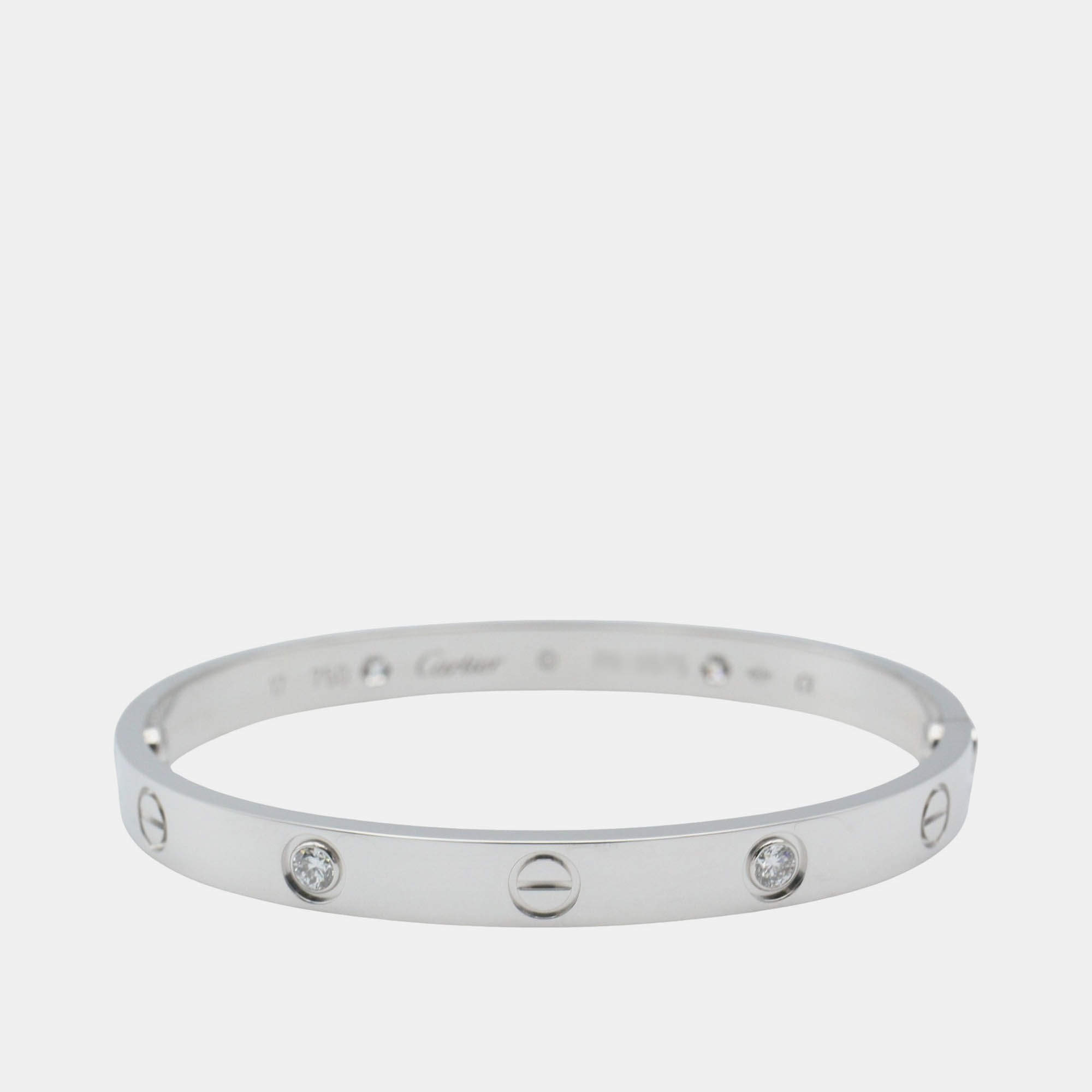 Pre Owned Cartier Love 18K White Gold, Diamond Bangle Bracelet