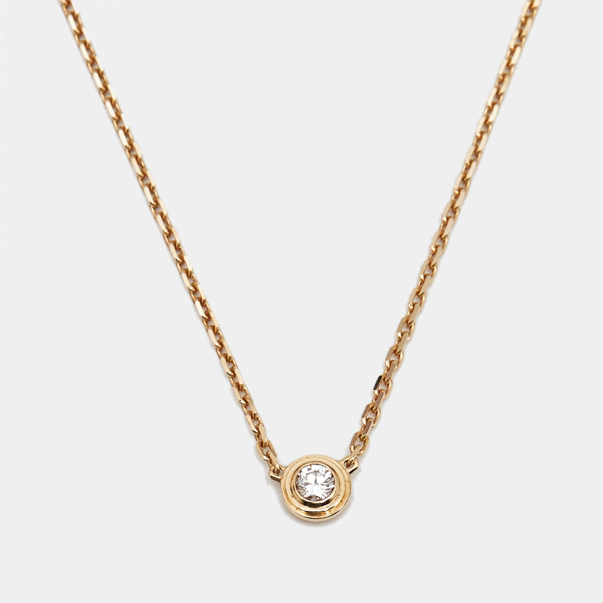 Pre Owned Cartier D'amour Diamond 18k Yellow Gold Mini Model Necklace