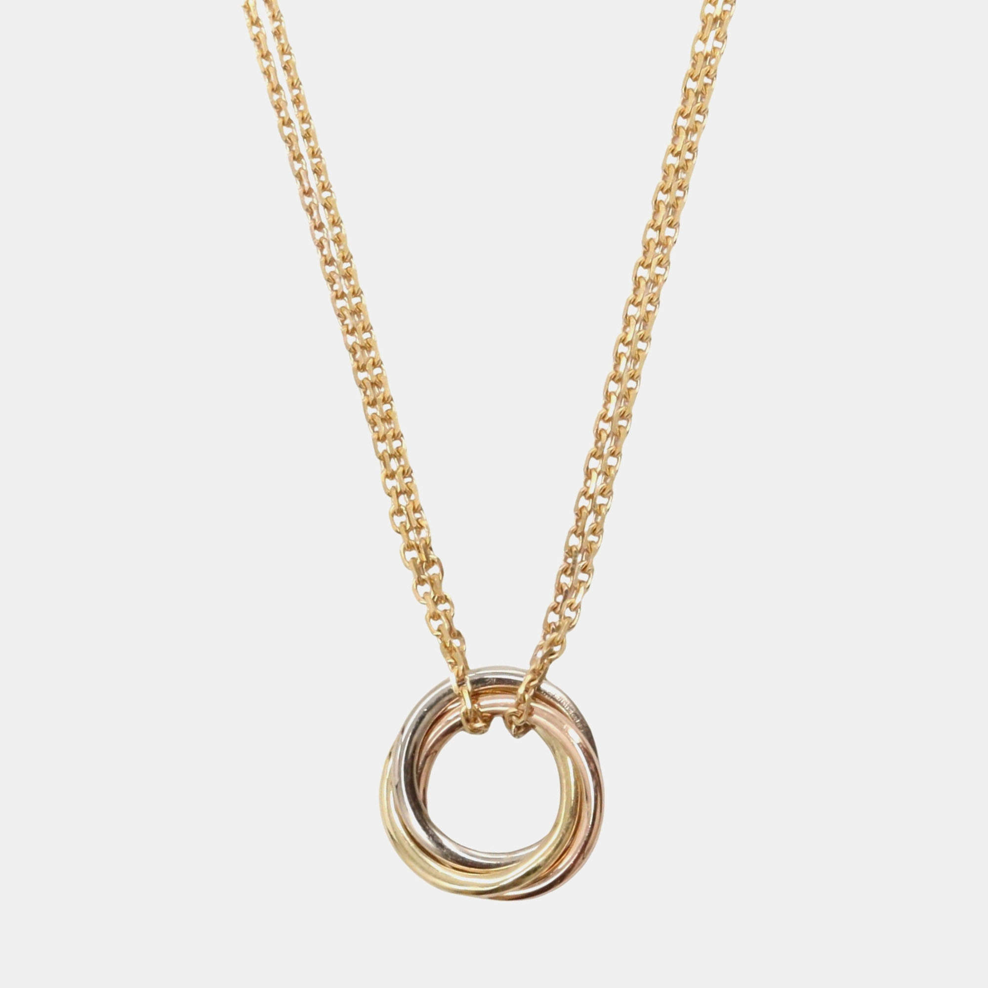 Pre Owned Cartier Trinity 18K Yellow, Rose, White Gold Necklace