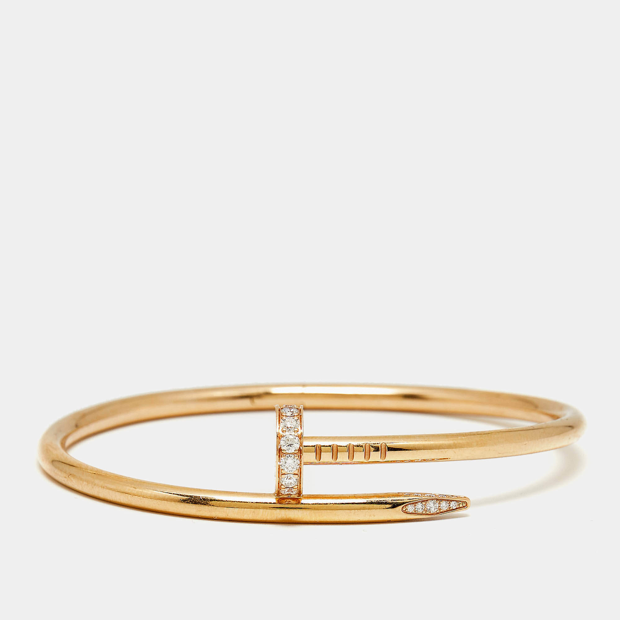 Pre Owned Cartier Juste Un Clou Diamonds 18k Rose Gold Classic Model Bracelet 18