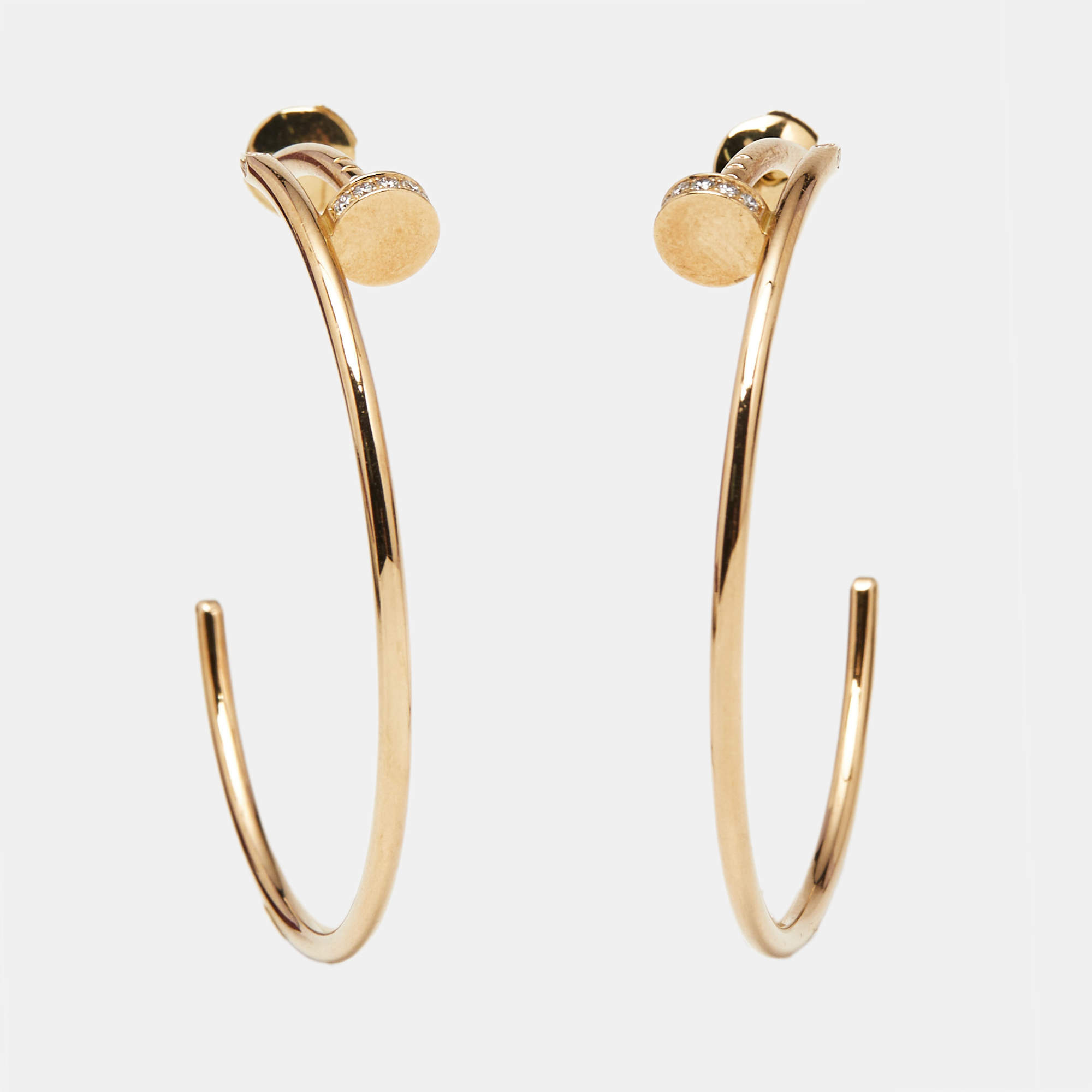 Pre Owned Cartier Diamond Juste Un Clou Diamonds 18k Rose Gold Hoop Earrings