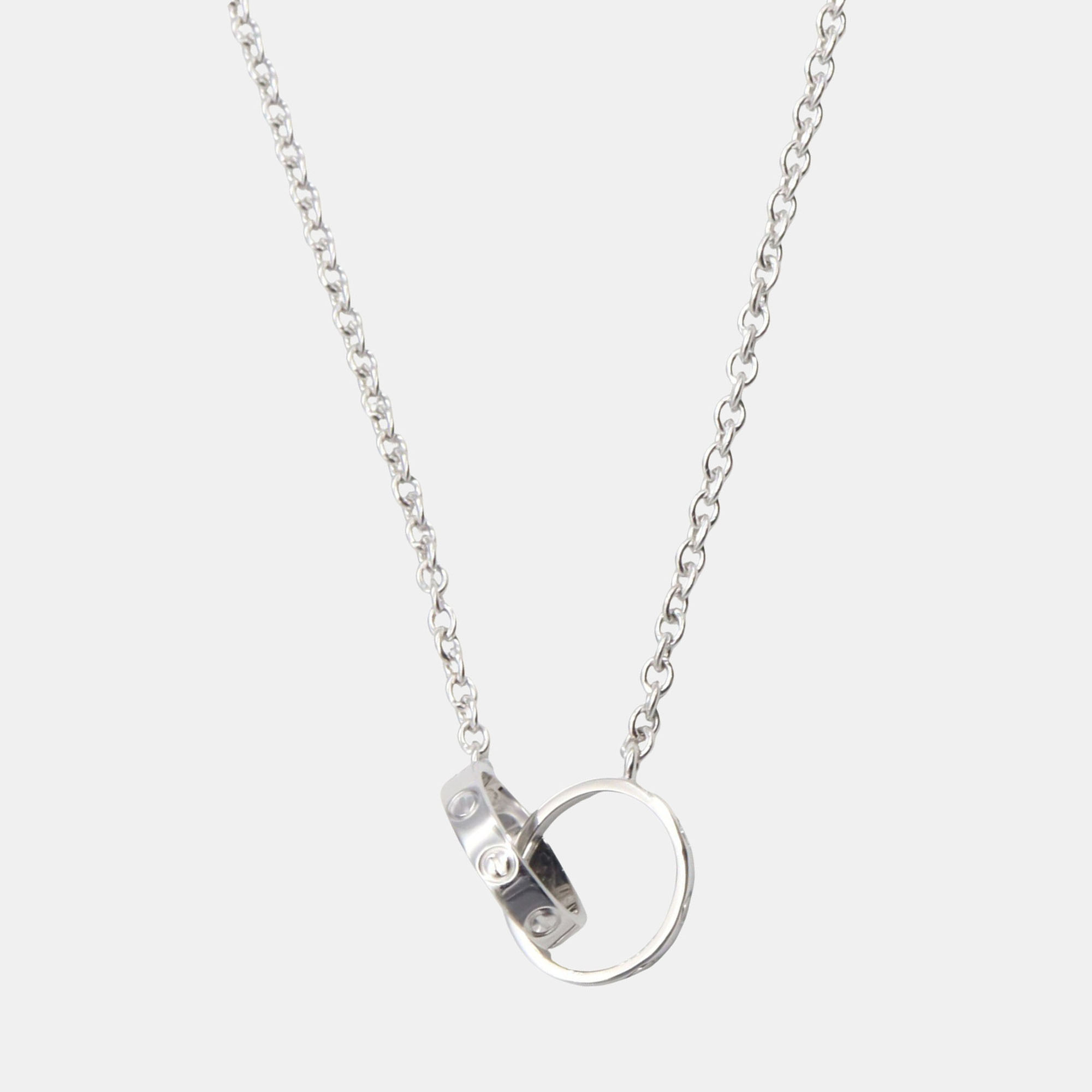 Pre Owned Cartier Love Interlocking 18K White Gold Necklace