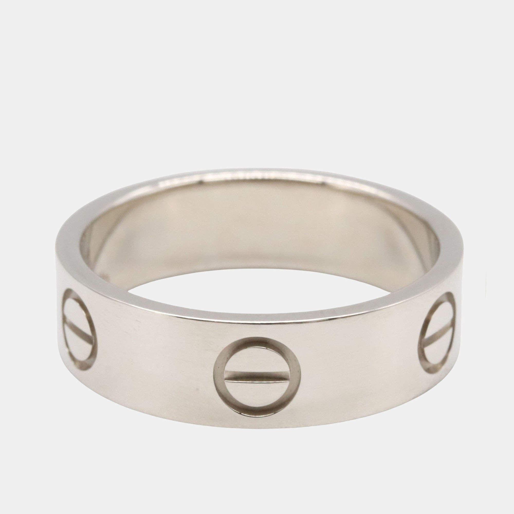 Pre Owned Cartier Love 18K White Gold Band Ring EU 54