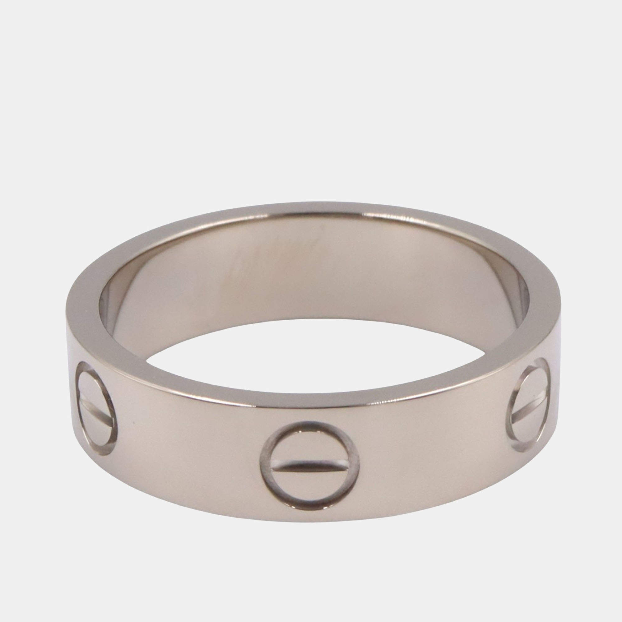 Pre Owned Cartier Love 18K White Gold Band Ring EU 56