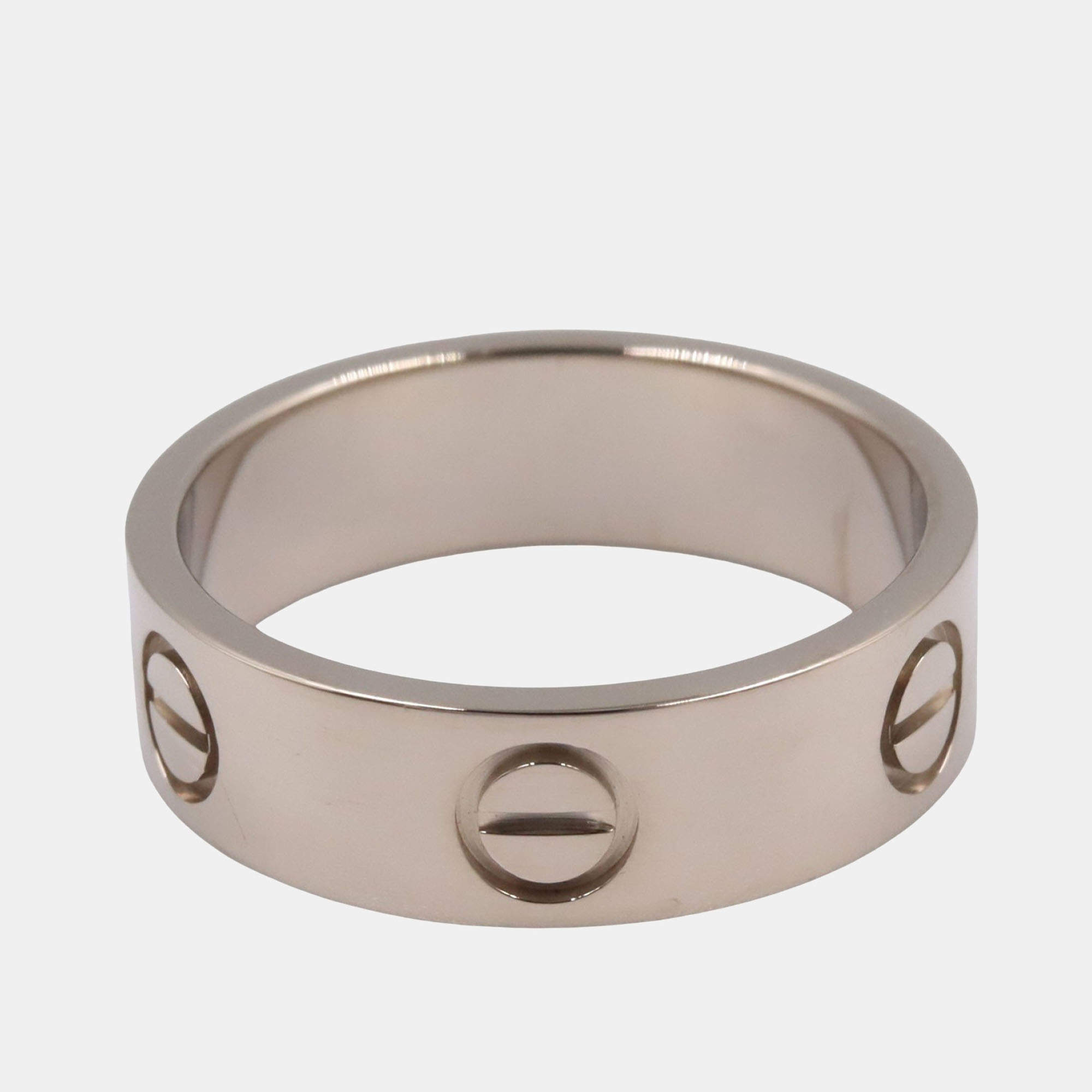 Pre Owned Cartier Love 18K White Gold Band Ring EU 53