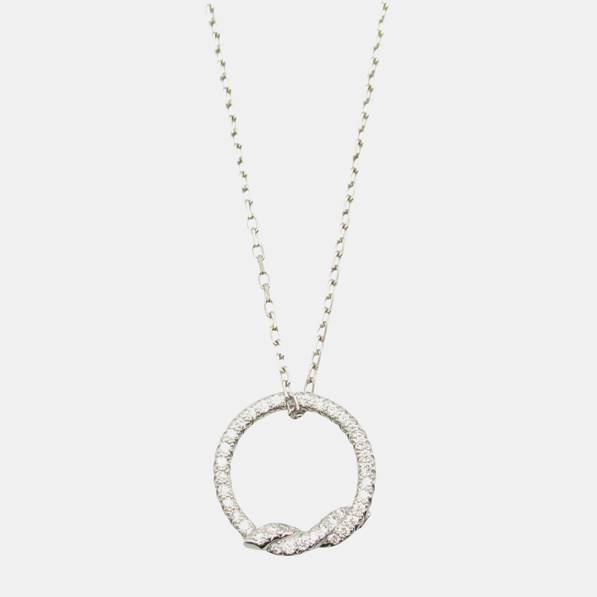 Pre Owned Cartier Entrelaces Diamonds 18K White Gold Pendant Necklace 