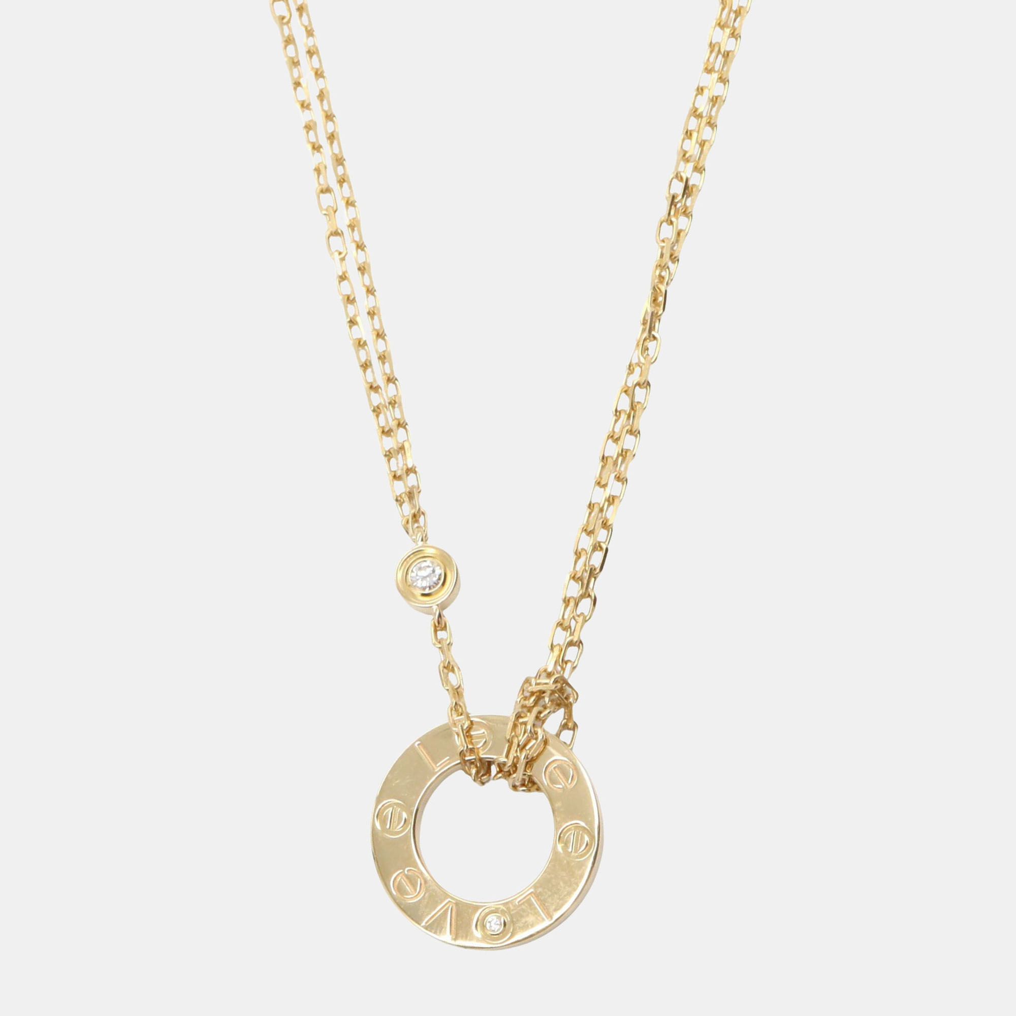 Pre Owned Cartier Love 18K Yellow Gold Diamond Necklace