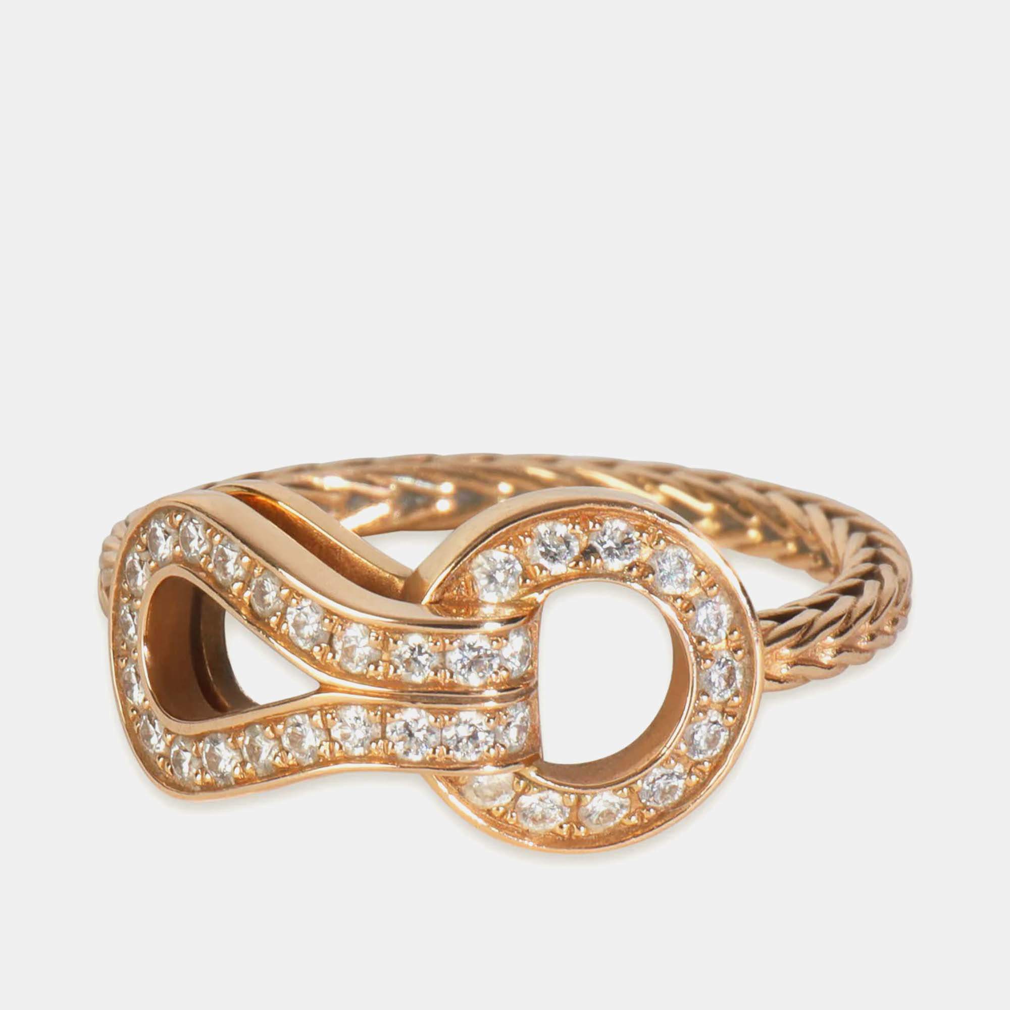 Pre Owned Cartier Agrafe 18K Rose Gold and Diamond Band Ring EU 52