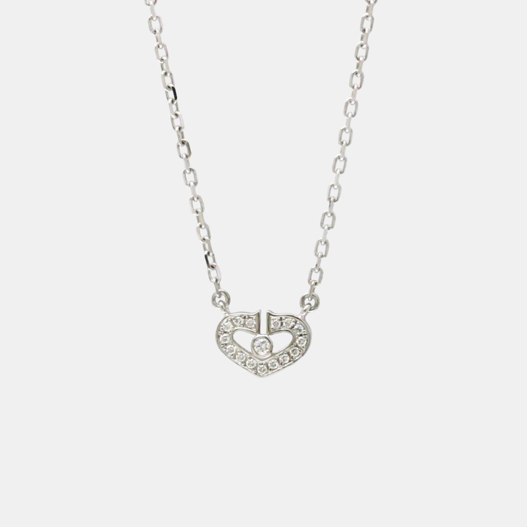 Pre Owned Cartier C De Cartier 18K White Gold and Diamond Pendant Necklace