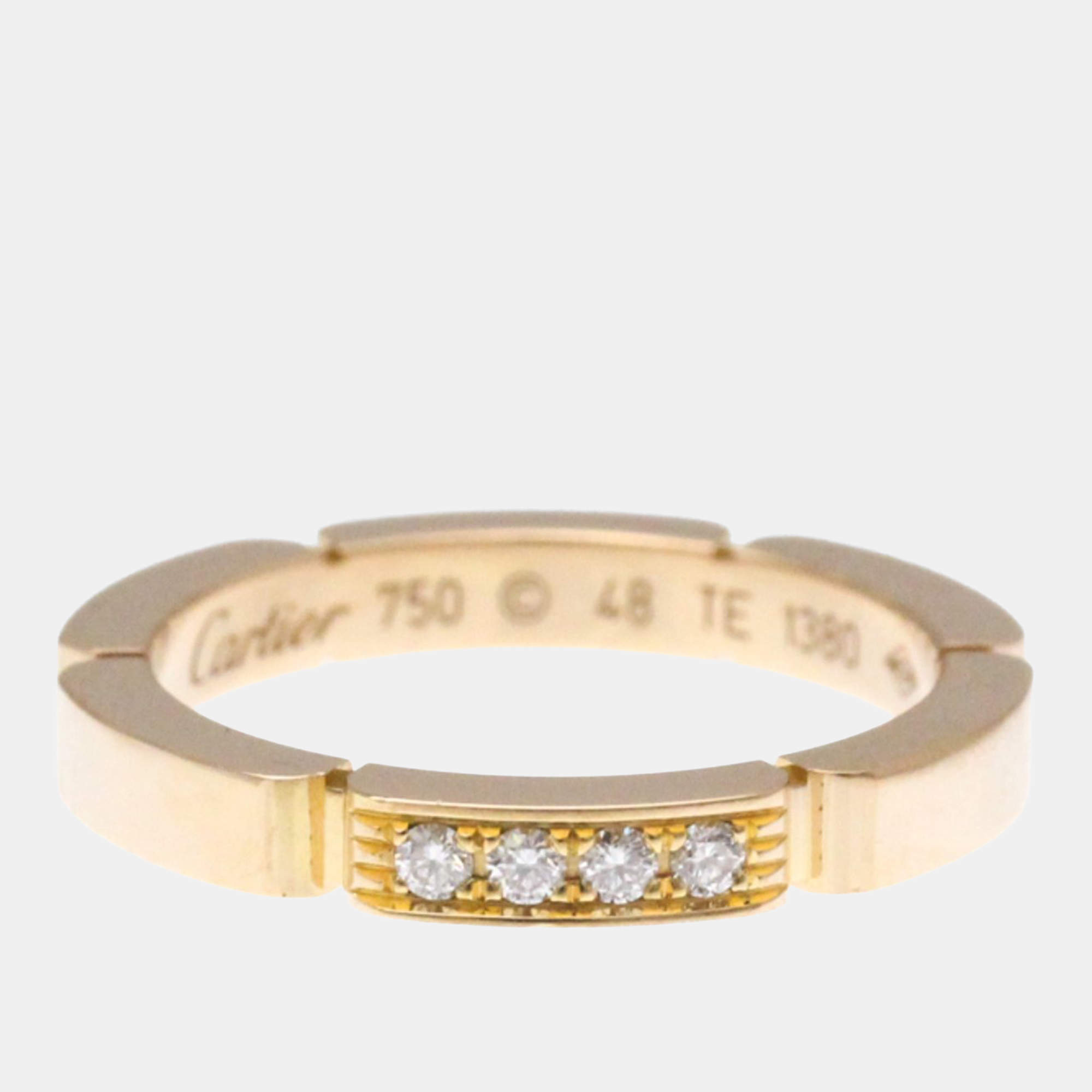 Pre Owned Cartier Maillon Panthere 18K Rose Gold and Diamond Band Ring EU 48