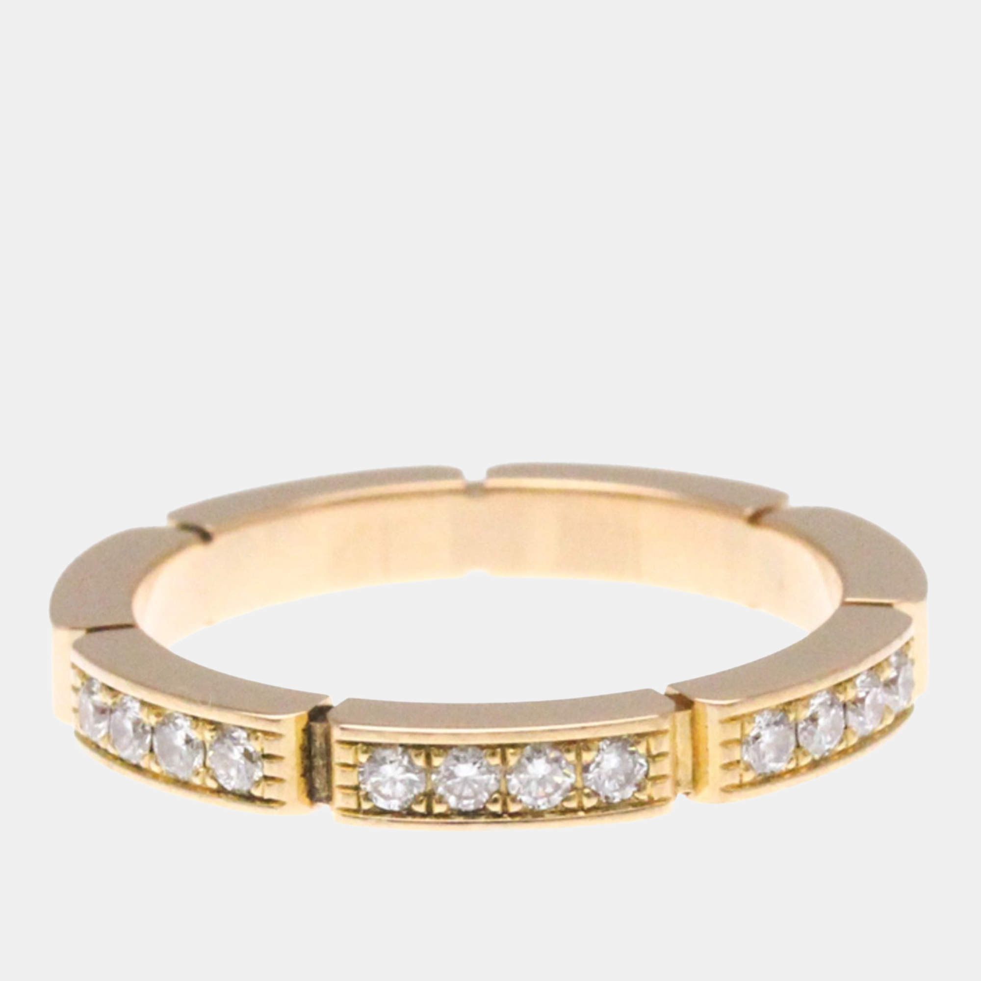 Pre Owned Cartier Maillon Panthere 18K Rose Gold and Diamond Band Ring EU 50
