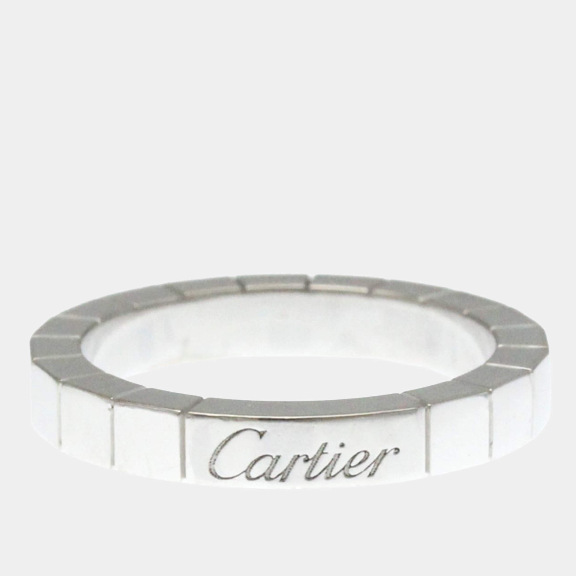 Pre Owned Cartier Lanieres 18K White Gold Band Ring EU 51